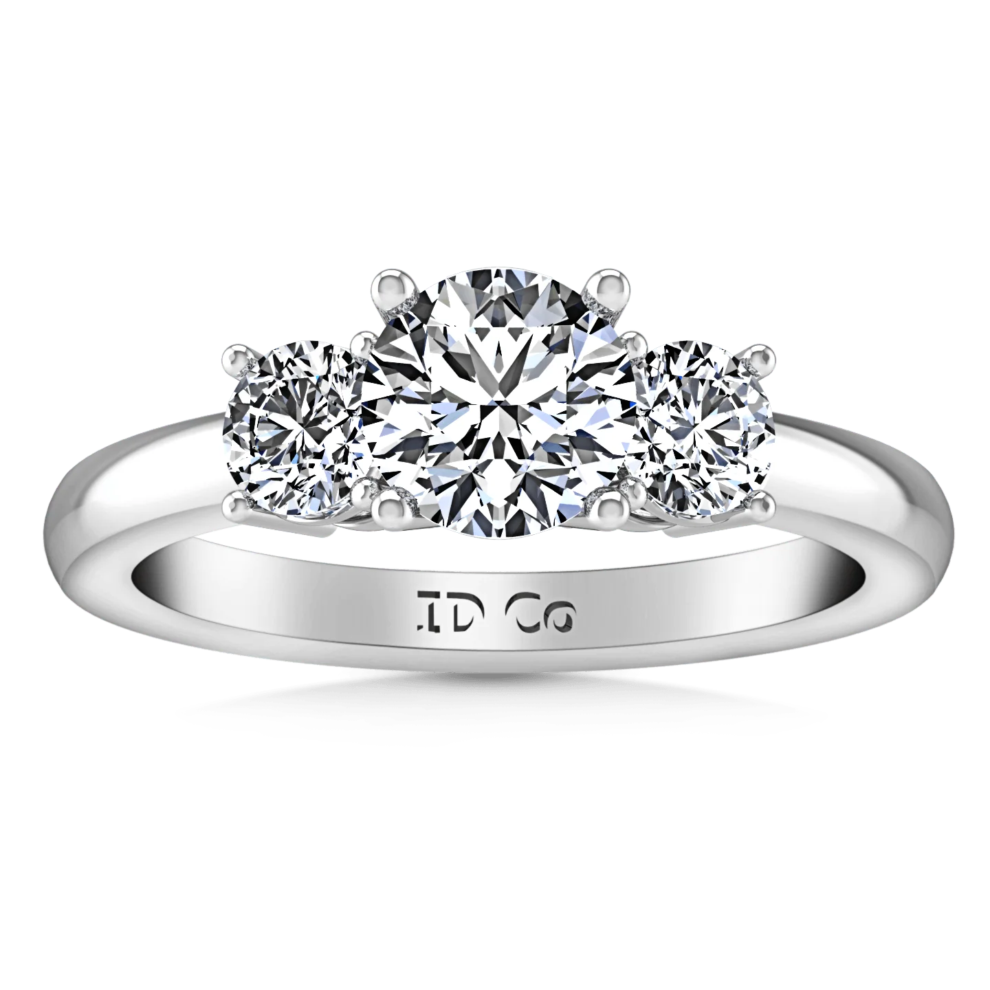 Three Stone Engagement Ring Classic 14K White Gold