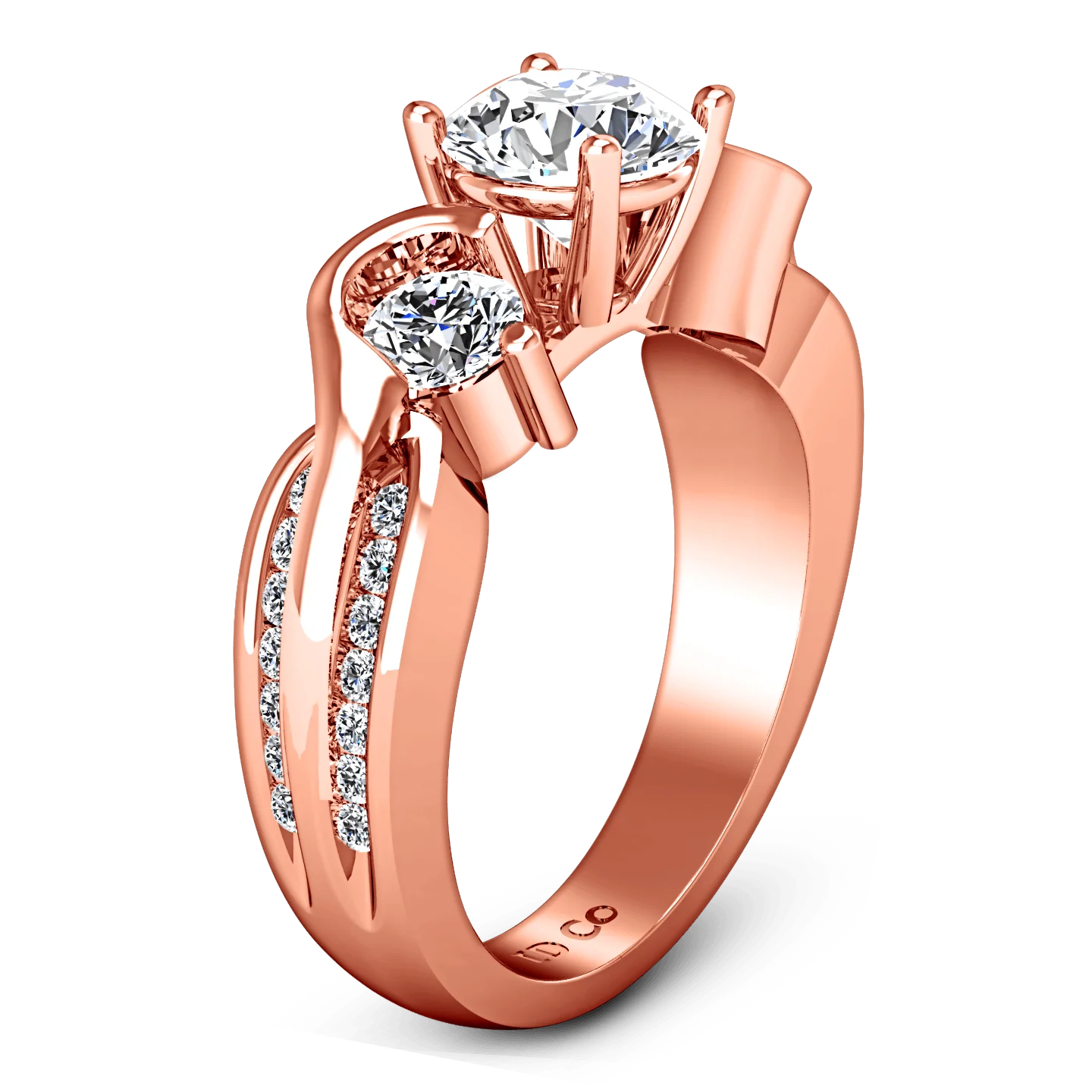 Three Stone Diamond EngagementRing Cosette 14K Rose Gold - Image 2