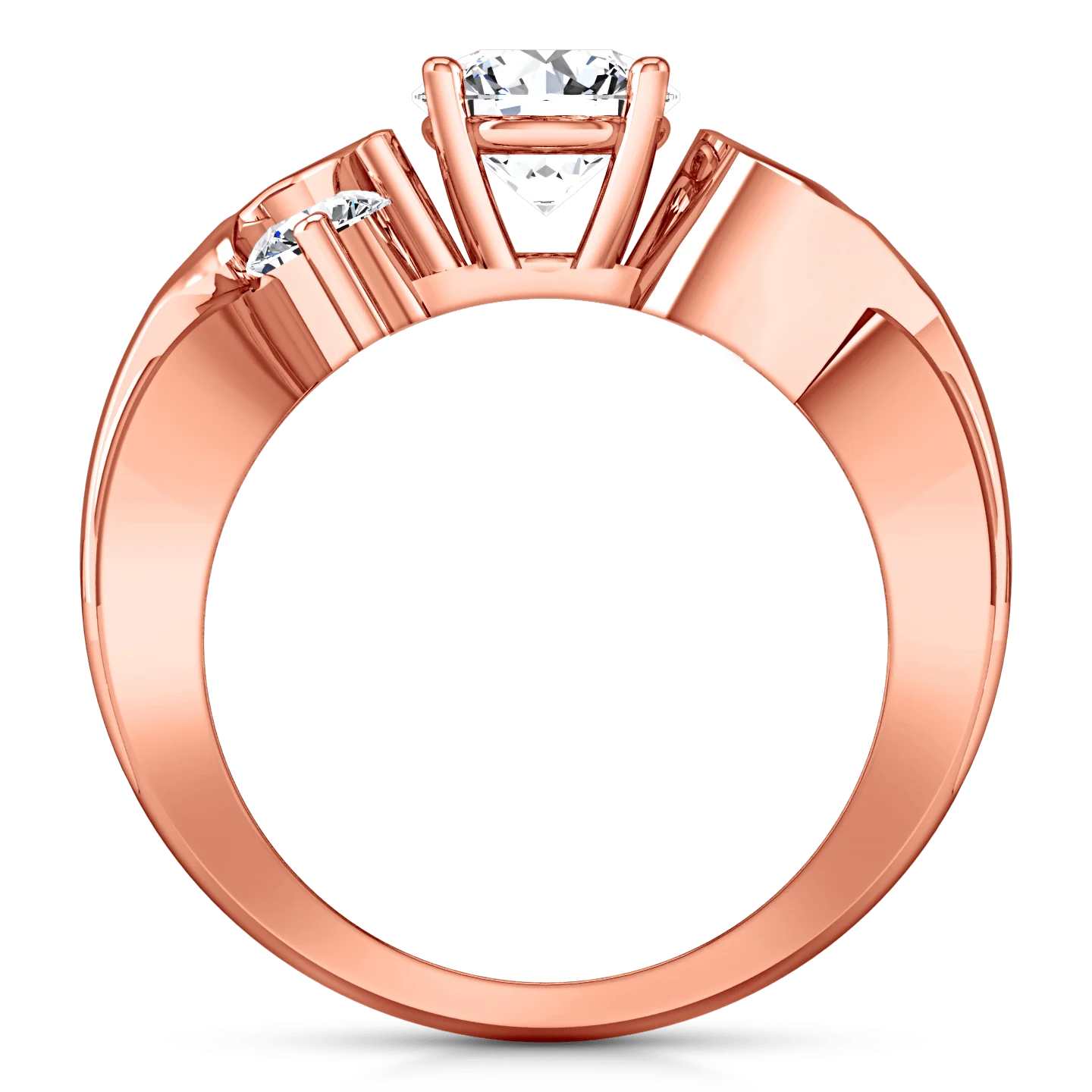 Three Stone Diamond EngagementRing Cosette 14K Rose Gold - Image 3
