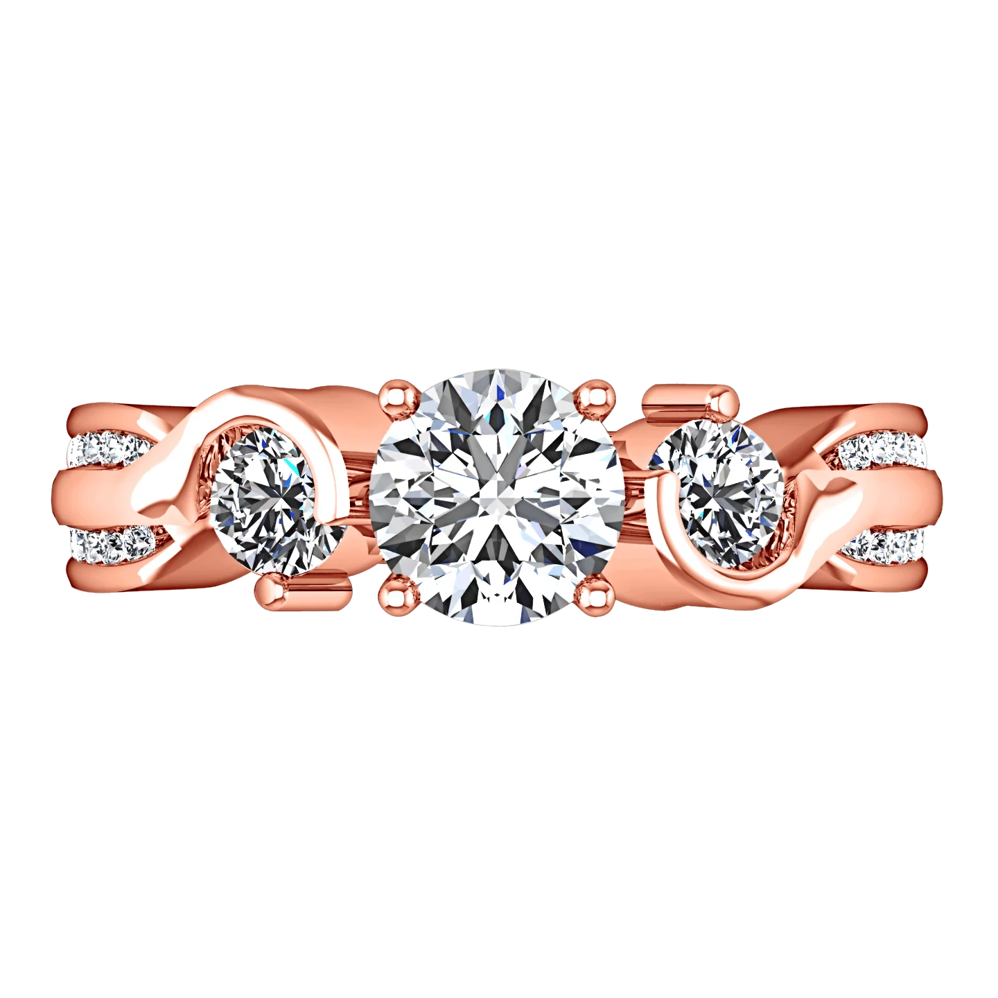 Three Stone Diamond EngagementRing Cosette 14K Rose Gold - Image 4