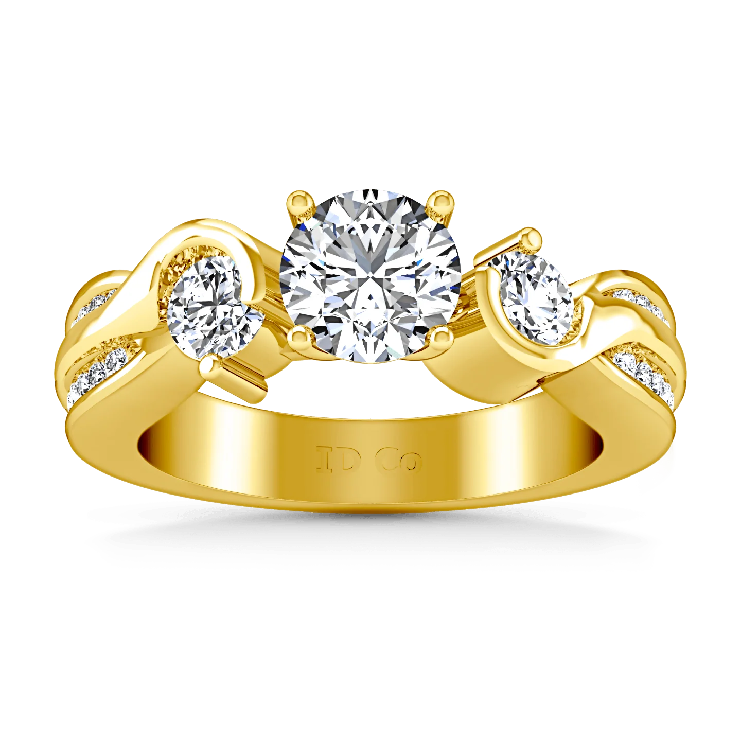Three Stone Diamond Engagement Ring Cosette 14K Yellow Gold