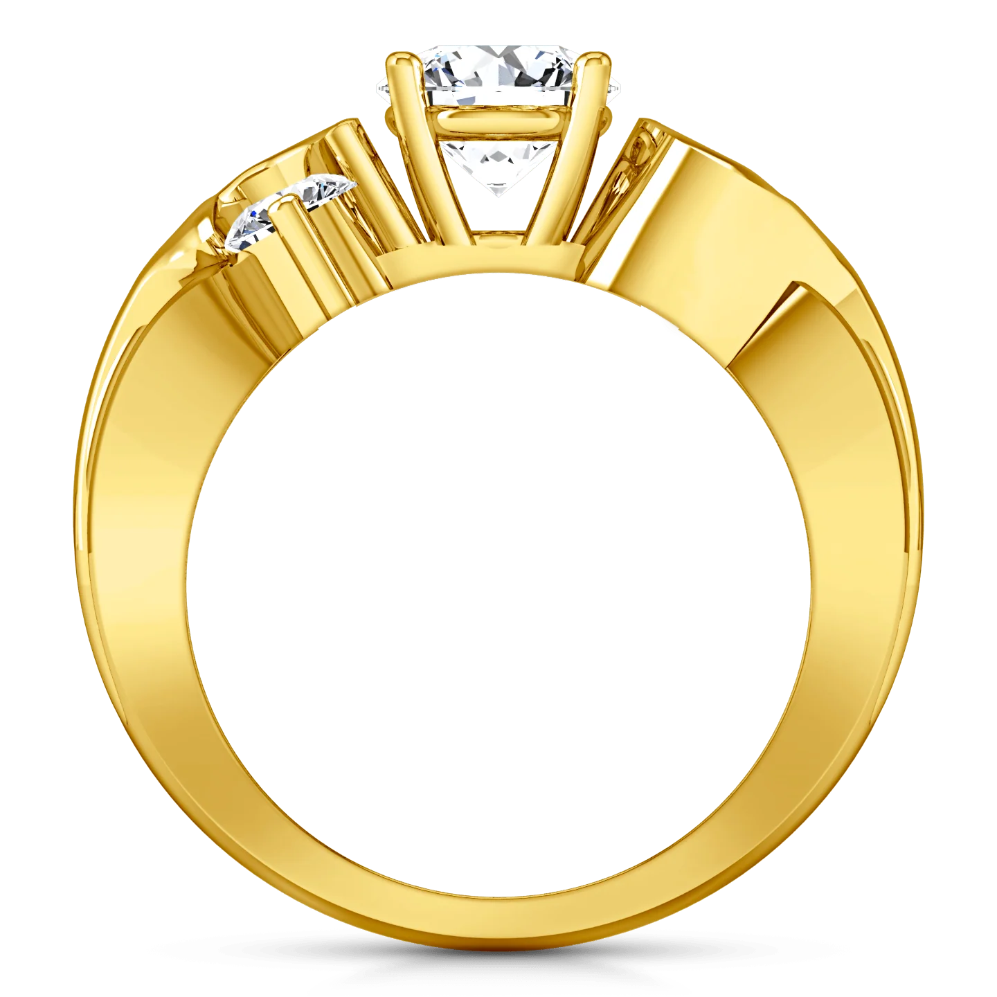 Three Stone Diamond Engagement Ring Cosette 14K Yellow Gold - Image 3