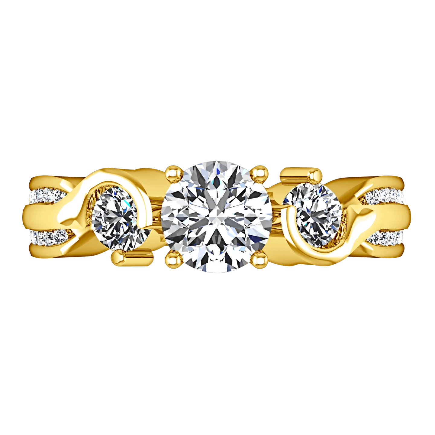 Three Stone Diamond Engagement Ring Cosette 14K Yellow Gold - Image 4