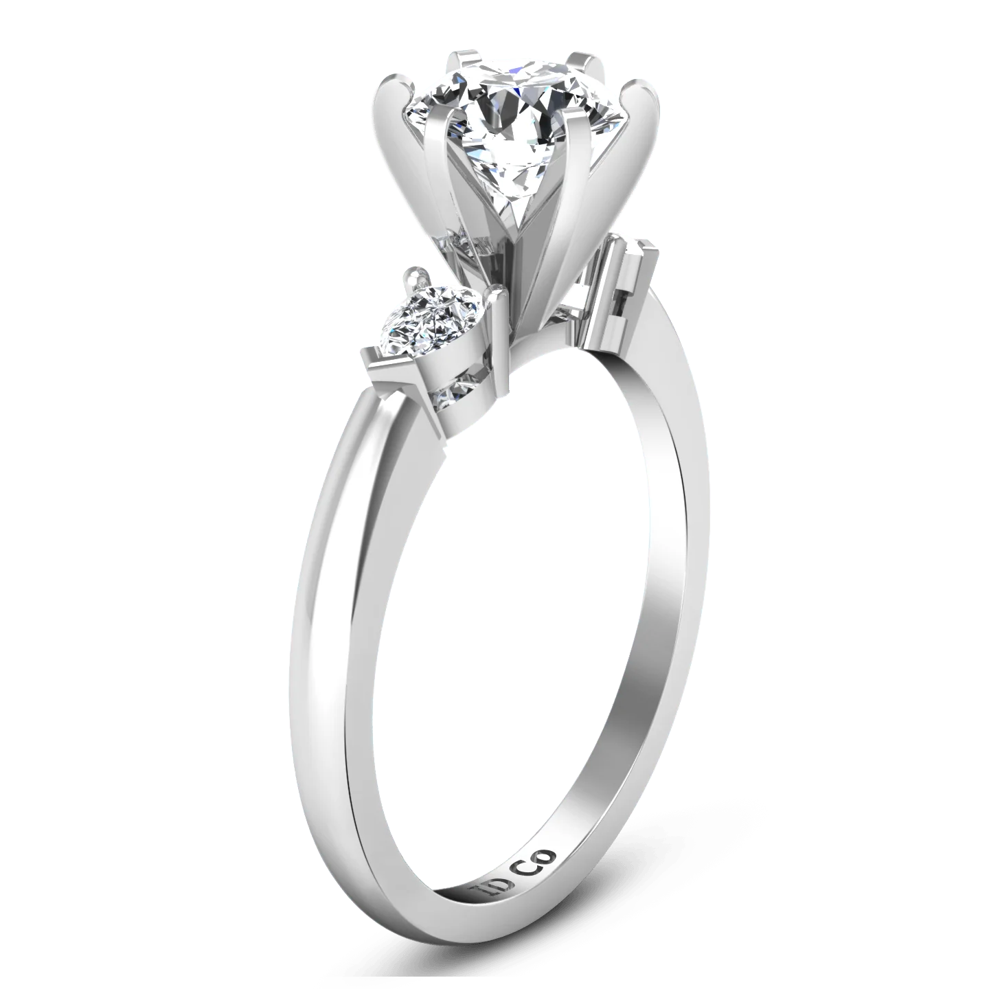 Three Stone Engagement Ring Eliza Pear Diamond 14K White Gold - Image 2