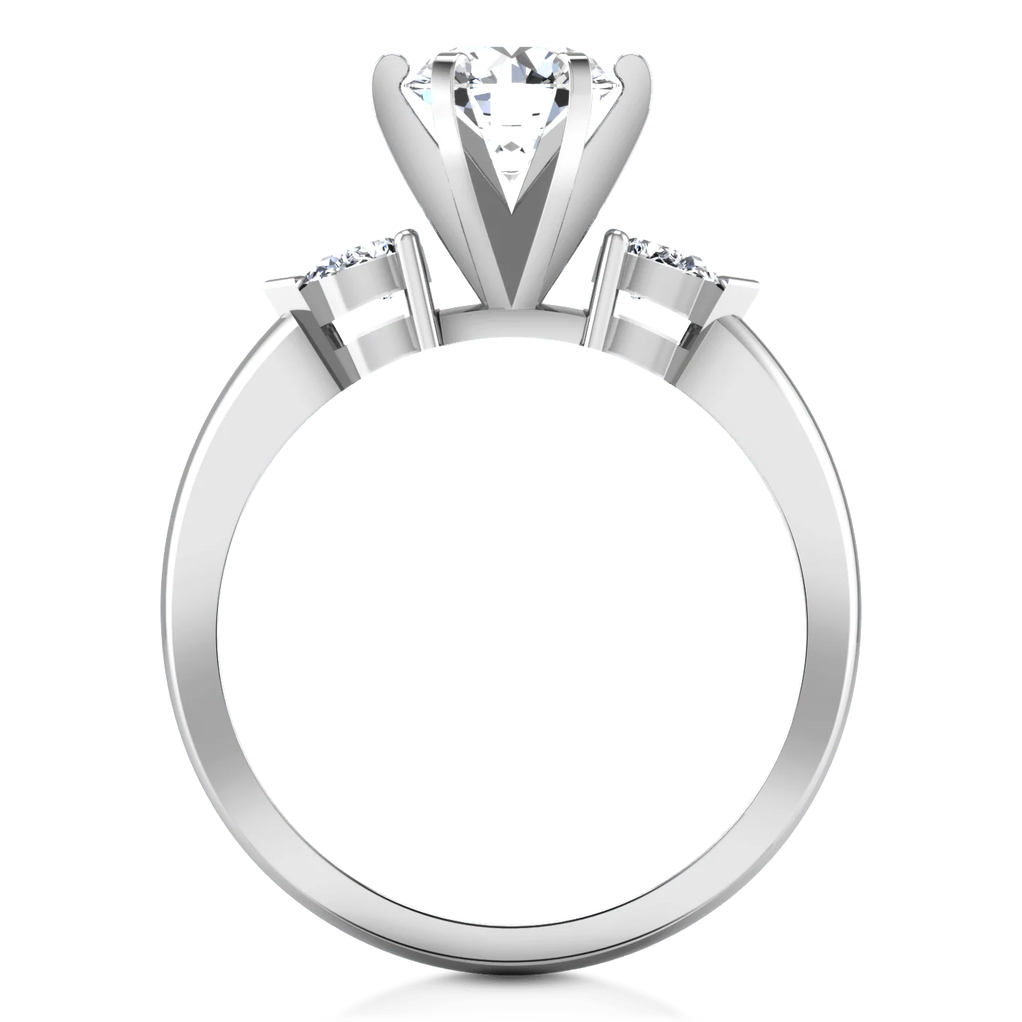 Three Stone Engagement Ring Eliza Pear Diamond 14K White Gold - Image 3