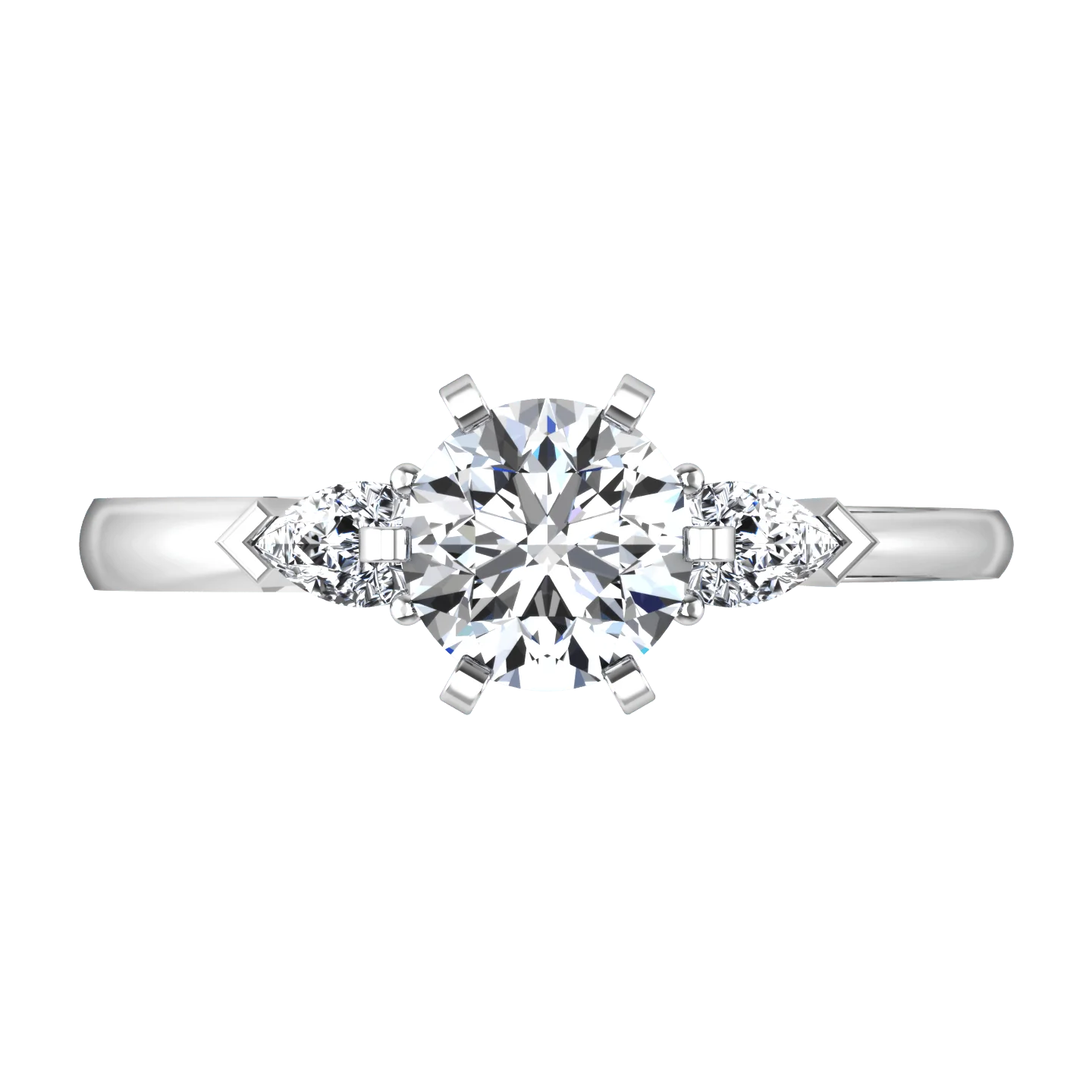 Three Stone Engagement Ring Eliza Pear Diamond 14K White Gold - Image 4