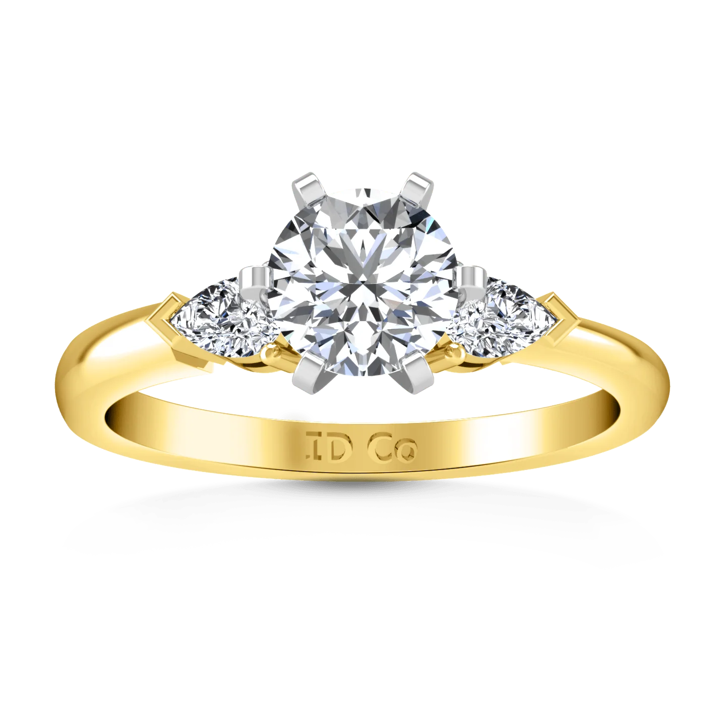 Three Stone Diamond Engagement Ring Eliza Pear Shape 14K Yellow Gold