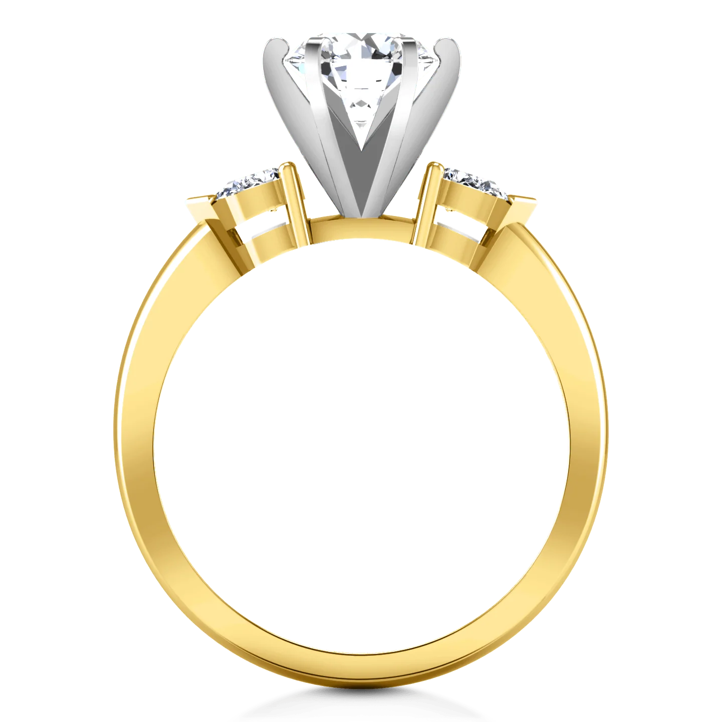 Three Stone Diamond Engagement Ring Eliza Pear Shape 14K Yellow Gold - Image 3