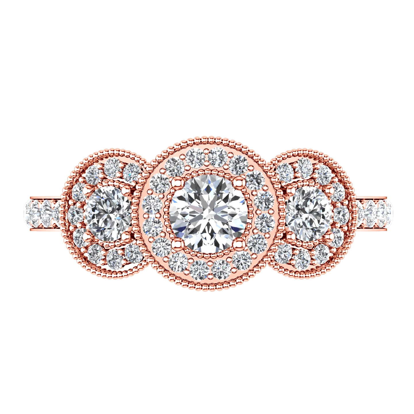 Three Stone Diamond EngagementRing Giselle 14K Rose Gold - Image 4