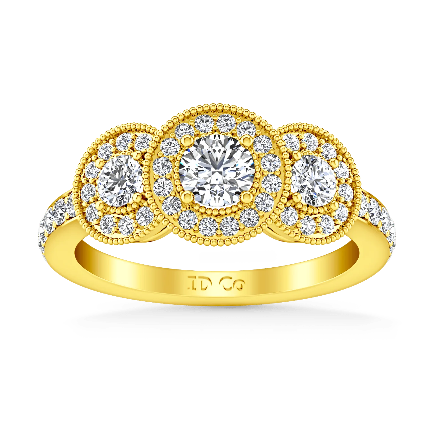 Three Stone Diamond Engagement Ring Giselle 14K Yellow Gold