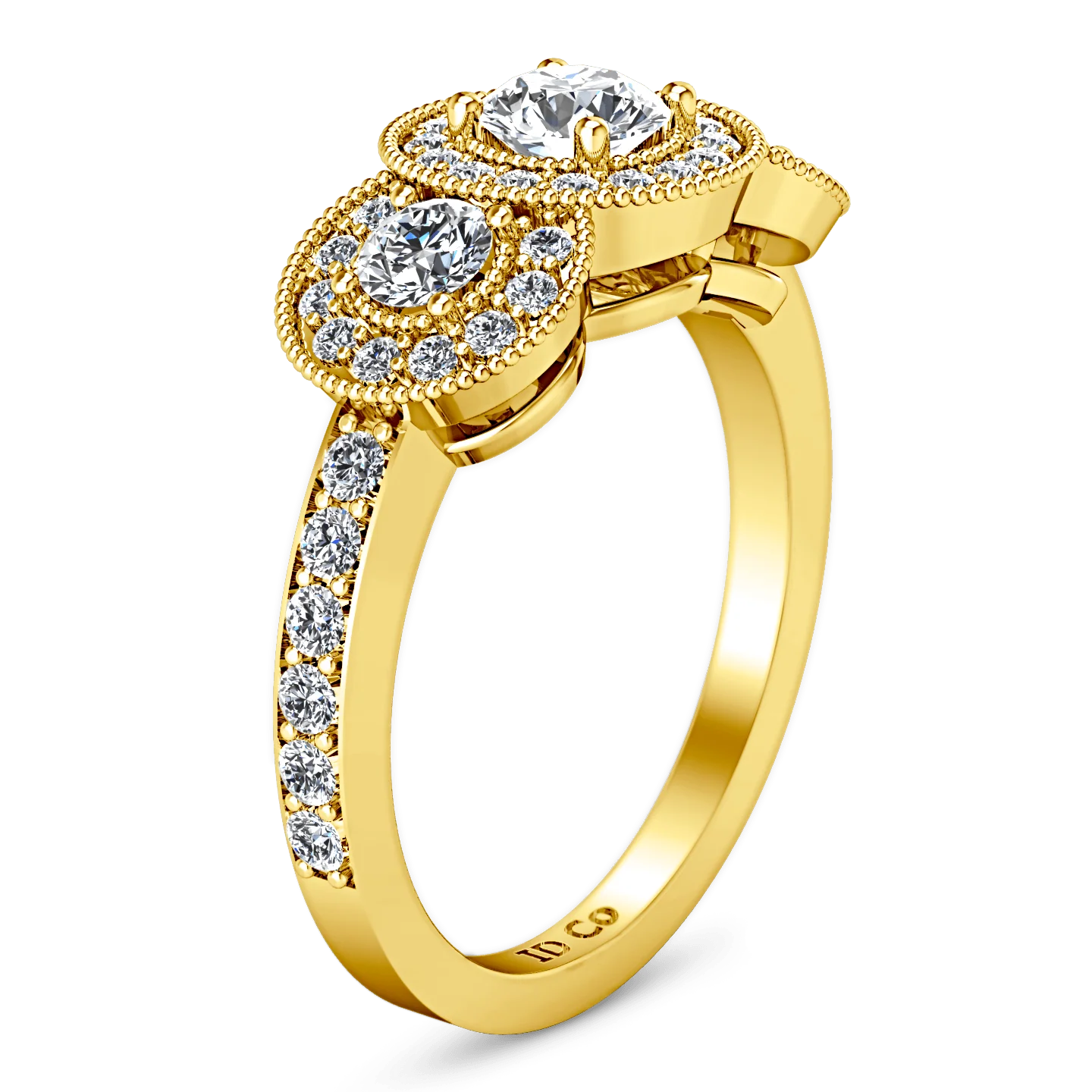 Three Stone Diamond Engagement Ring Giselle 14K Yellow Gold - Image 2