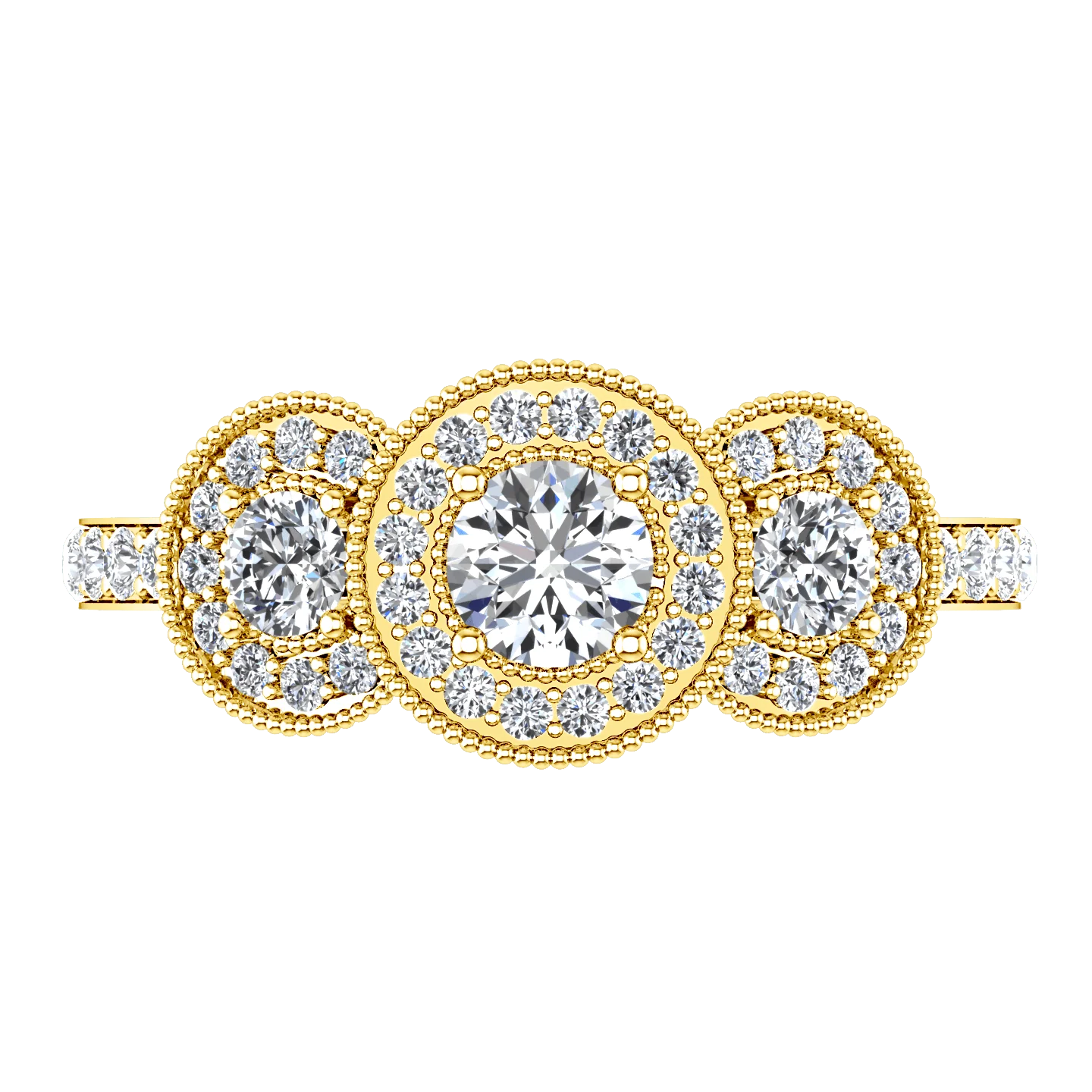 Three Stone Diamond Engagement Ring Giselle 14K Yellow Gold - Image 4