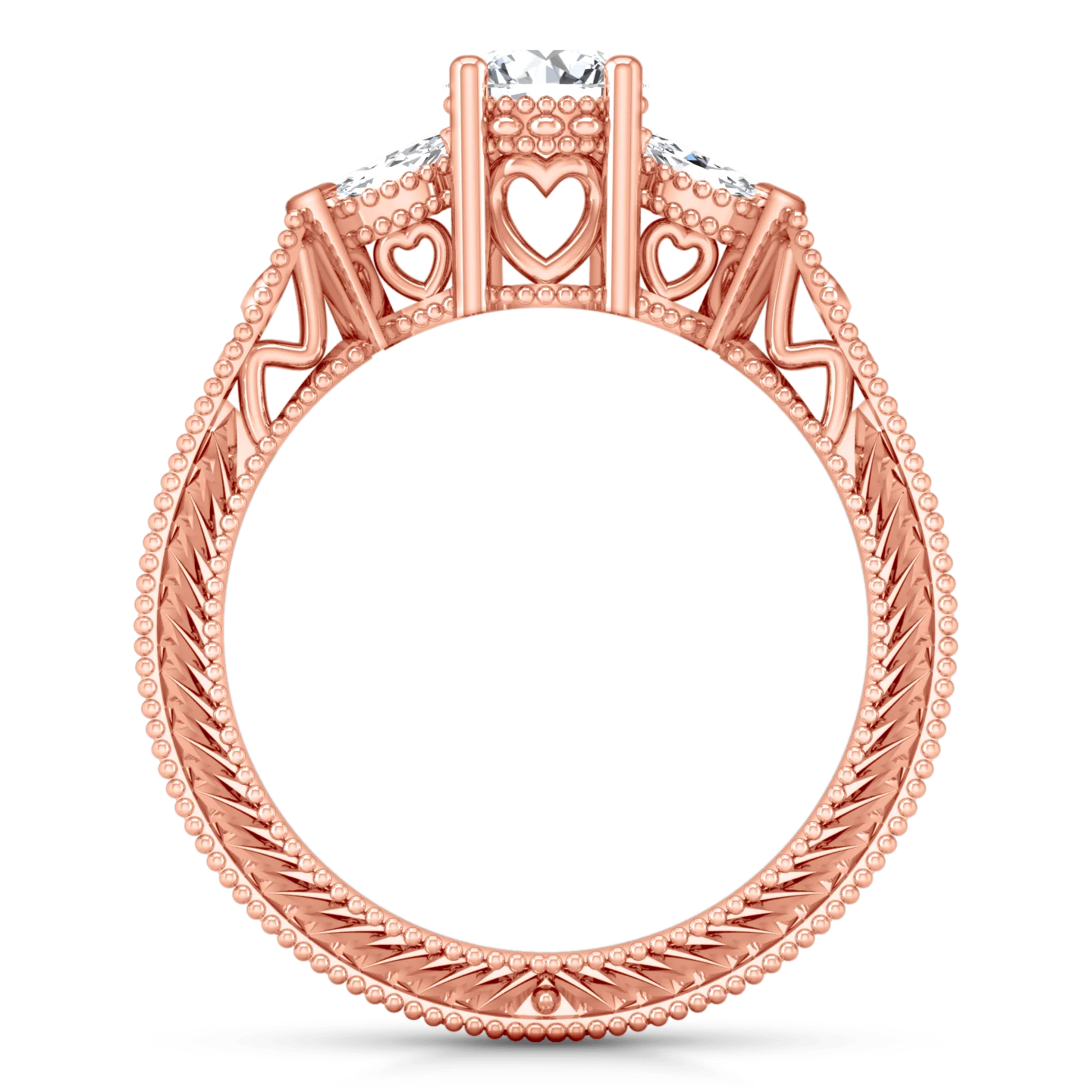 Three Stone Diamond EngagementRing Haven 14K Rose Gold - Image 3