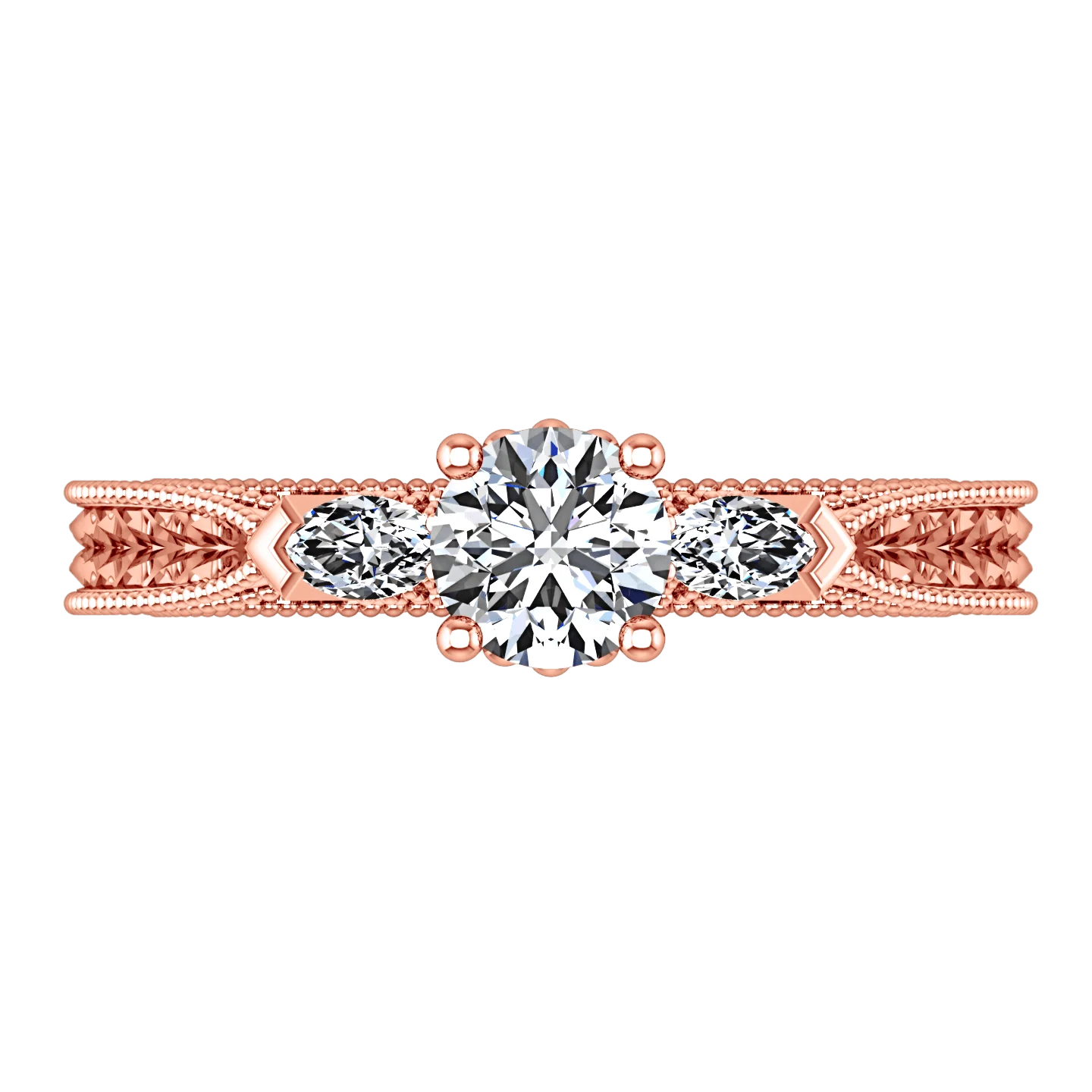 Three Stone Diamond EngagementRing Haven 14K Rose Gold - Image 4