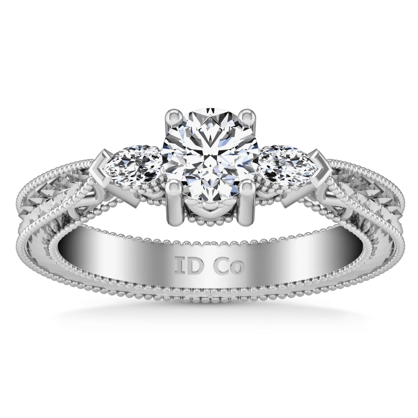 Round Diamond Three Stone Engagement Ring Haven 14K White Gold