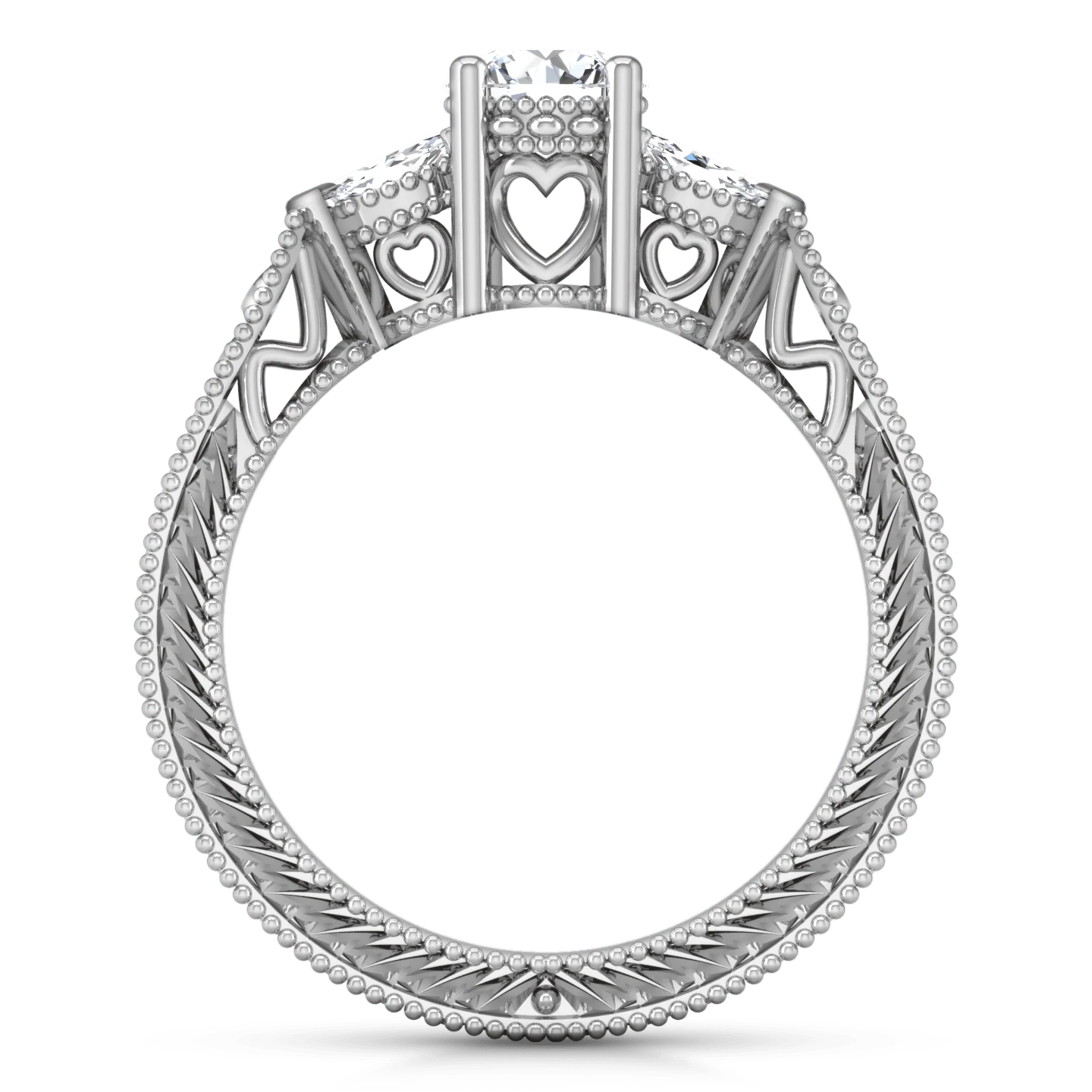 Round Diamond Three Stone Engagement Ring Haven 14K White Gold - Image 3
