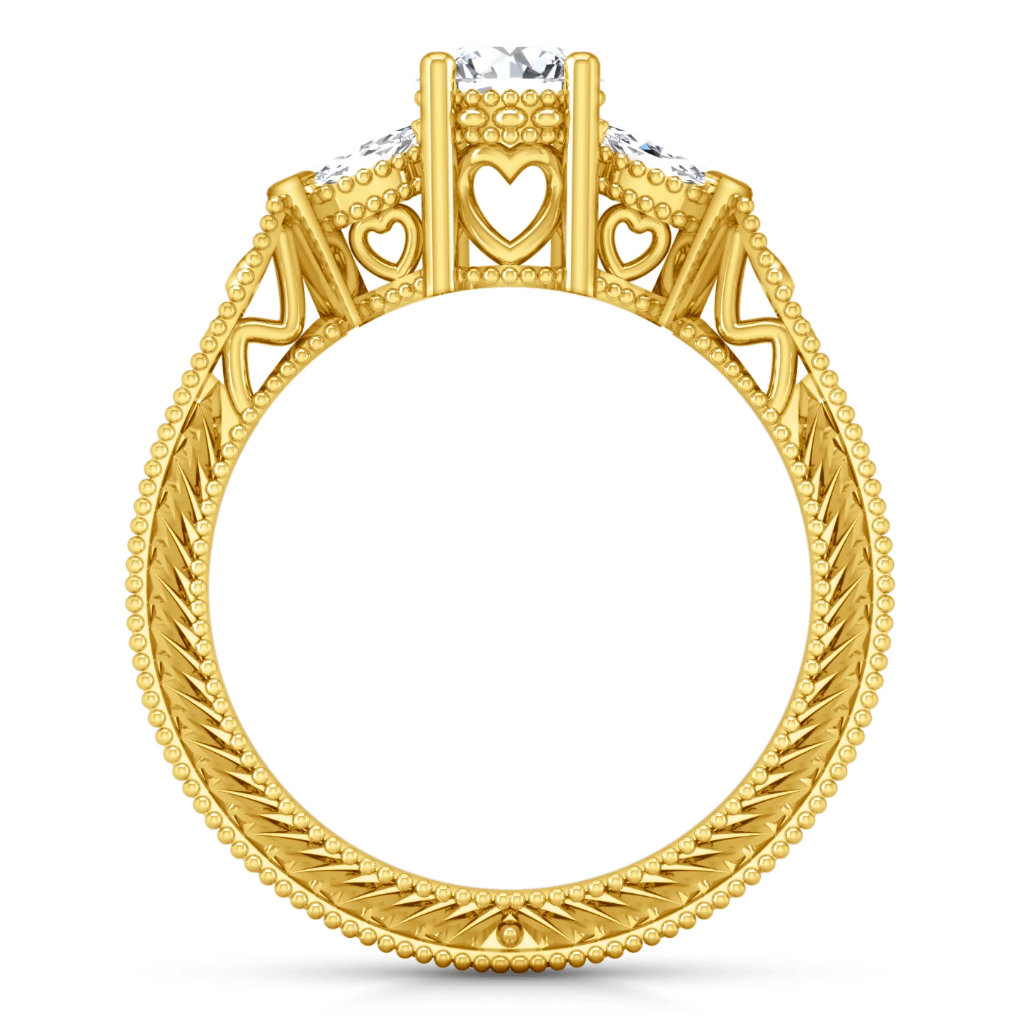 Three Stone Diamond Engagement Ring Haven 14K Yellow Gold - Image 3