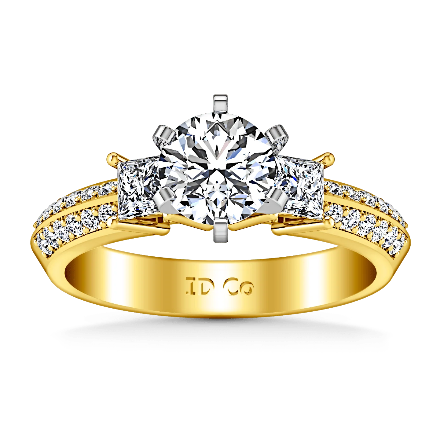 Three Stone Diamond Engagement Ring Ivana 14K Yellow Gold