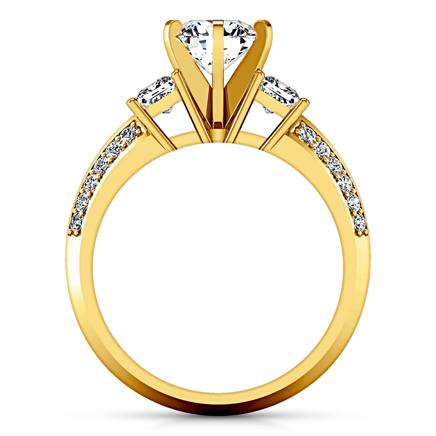 Three Stone Diamond Engagement Ring Ivana 14K Yellow Gold - Image 3