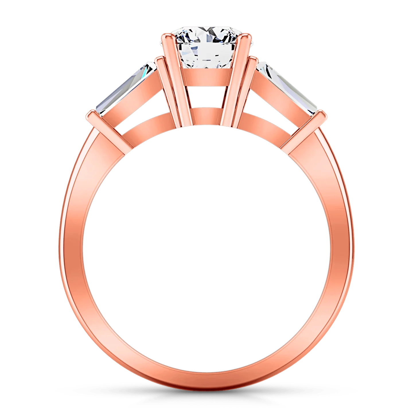 Three Stone Diamond EngagementRing Jenna 14K Rose Gold - Image 4