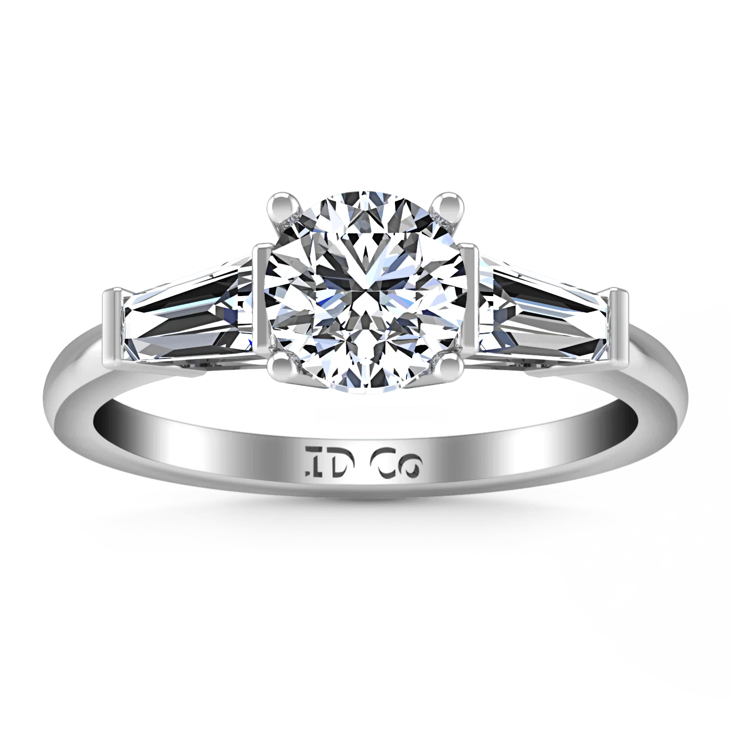 Round Diamond Three Stone Engagement Ring Jenna 14K White Gold