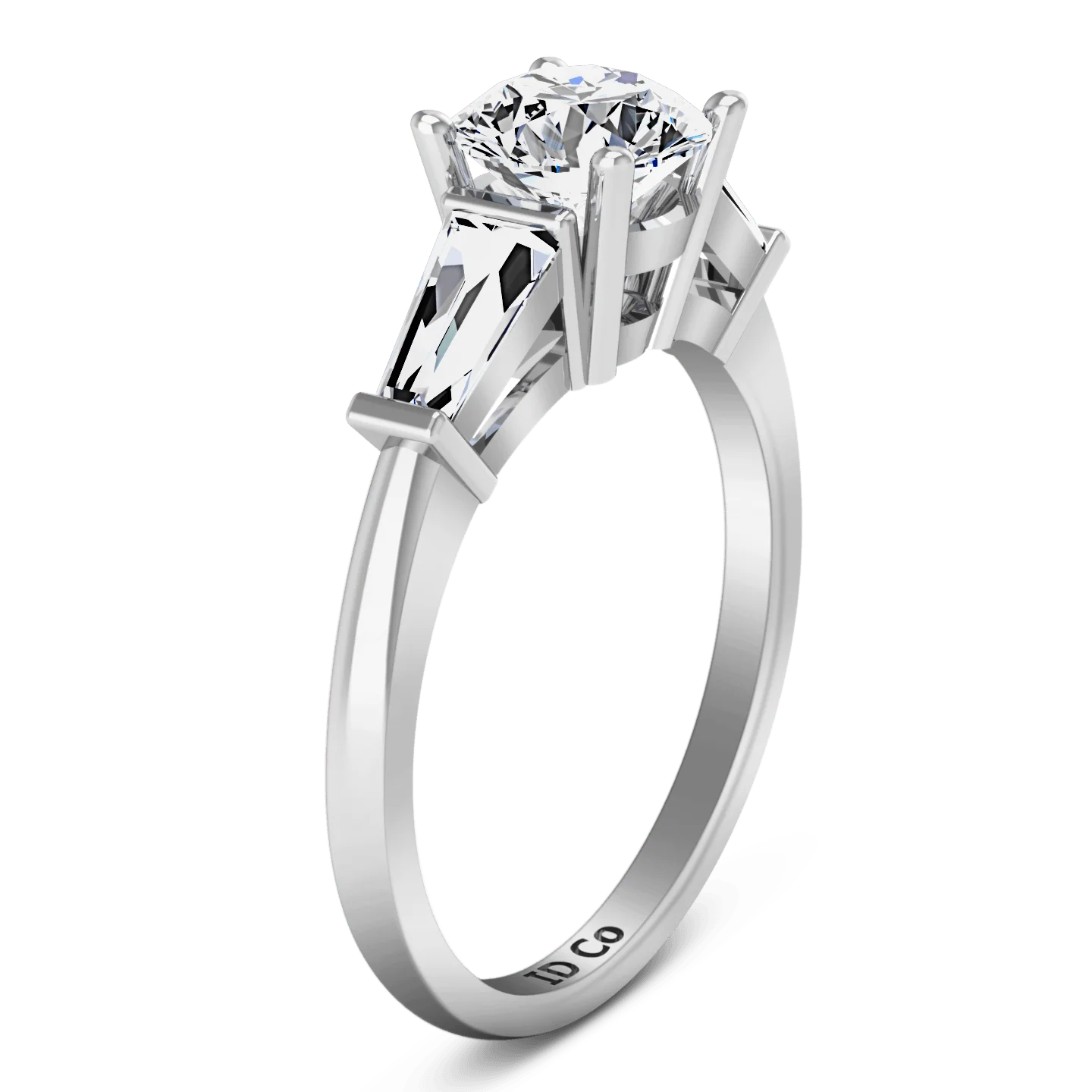 Round Diamond Three Stone Engagement Ring Jenna 14K White Gold - Image 2
