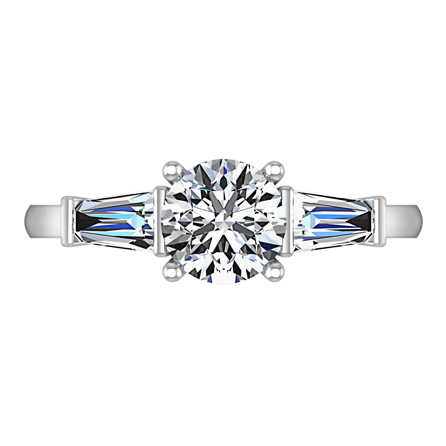 Round Diamond Three Stone Engagement Ring Jenna 14K White Gold - Image 3