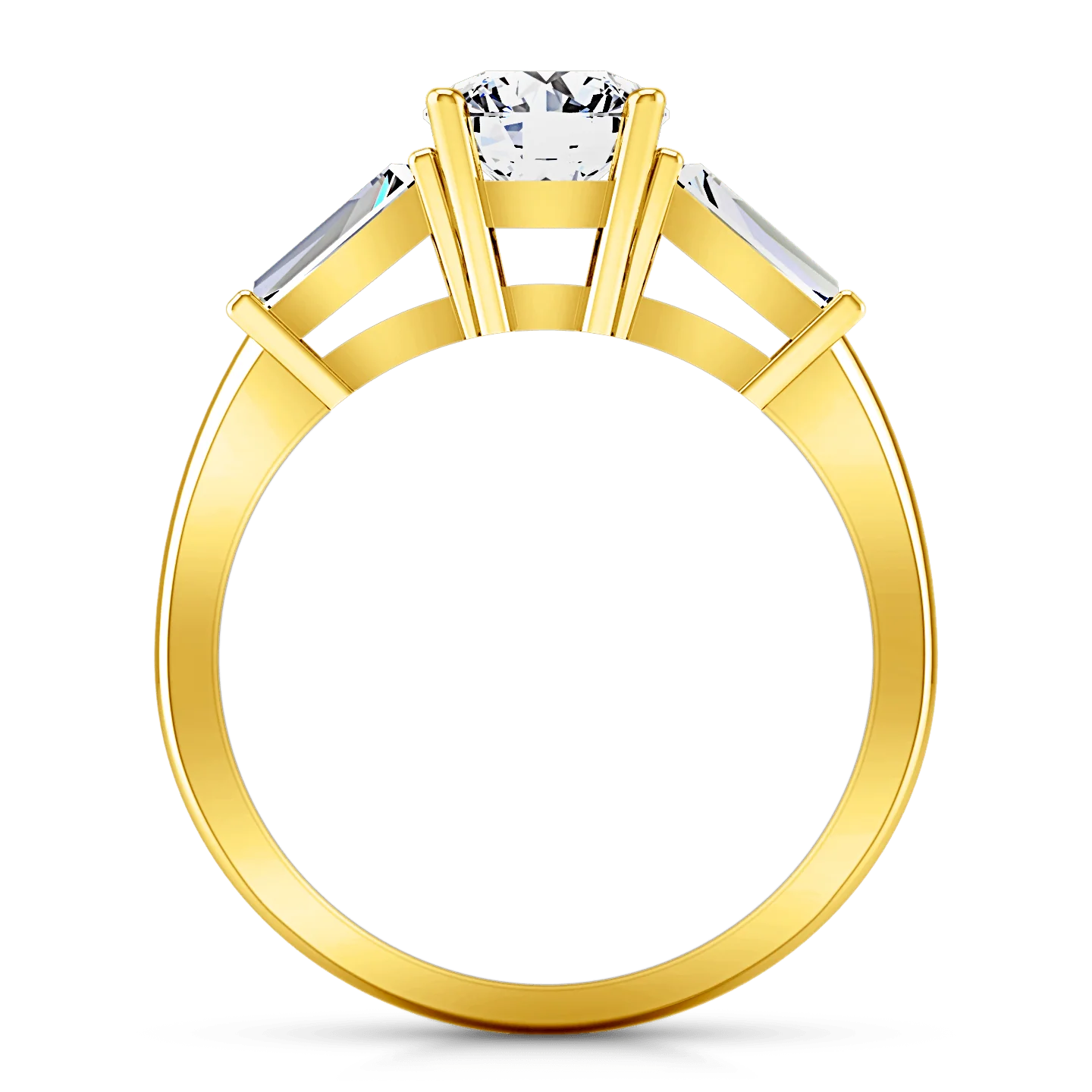 Three Stone Diamond Engagement Ring Jenna 14K Yellow Gold - Image 3
