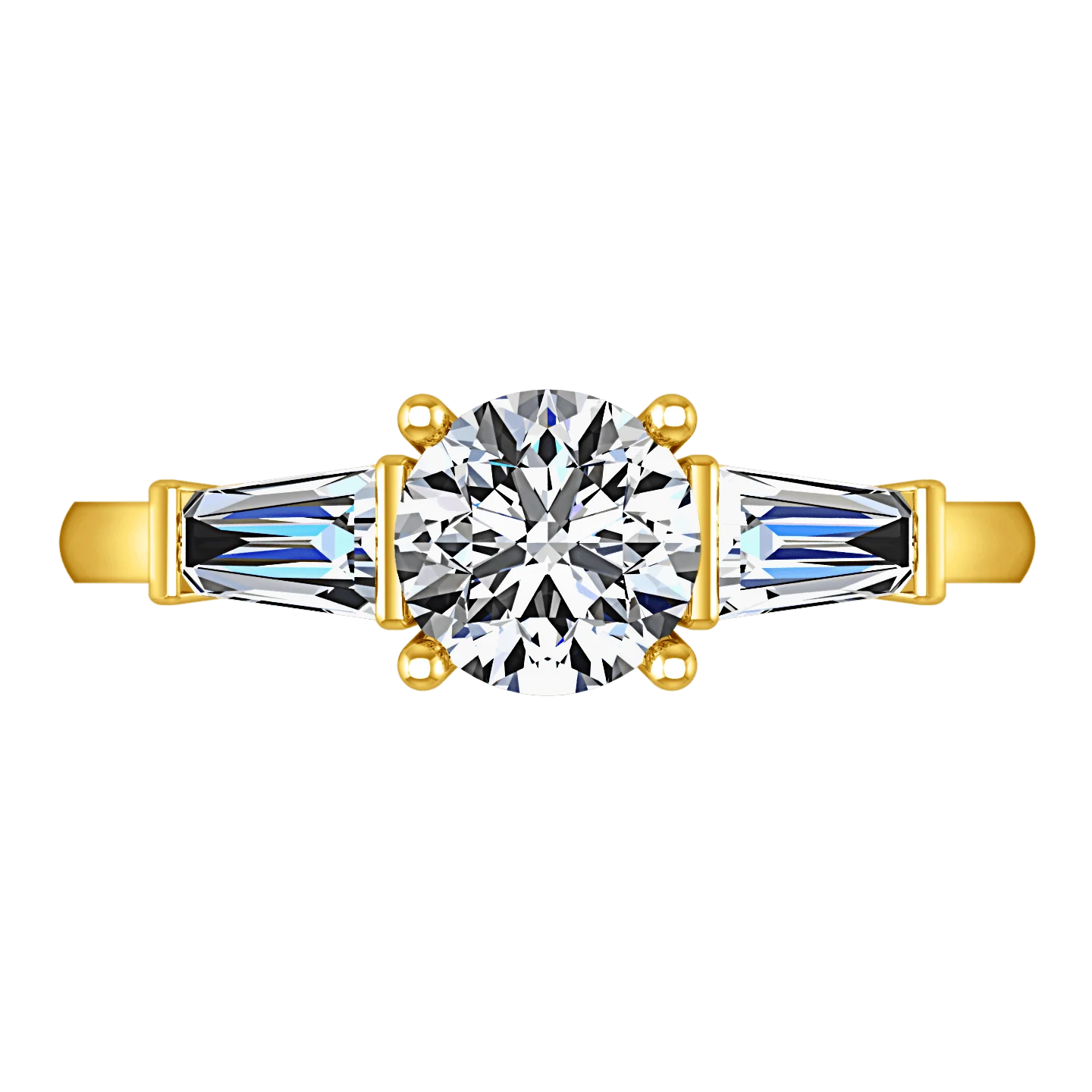 Three Stone Diamond Engagement Ring Jenna 14K Yellow Gold - Image 4