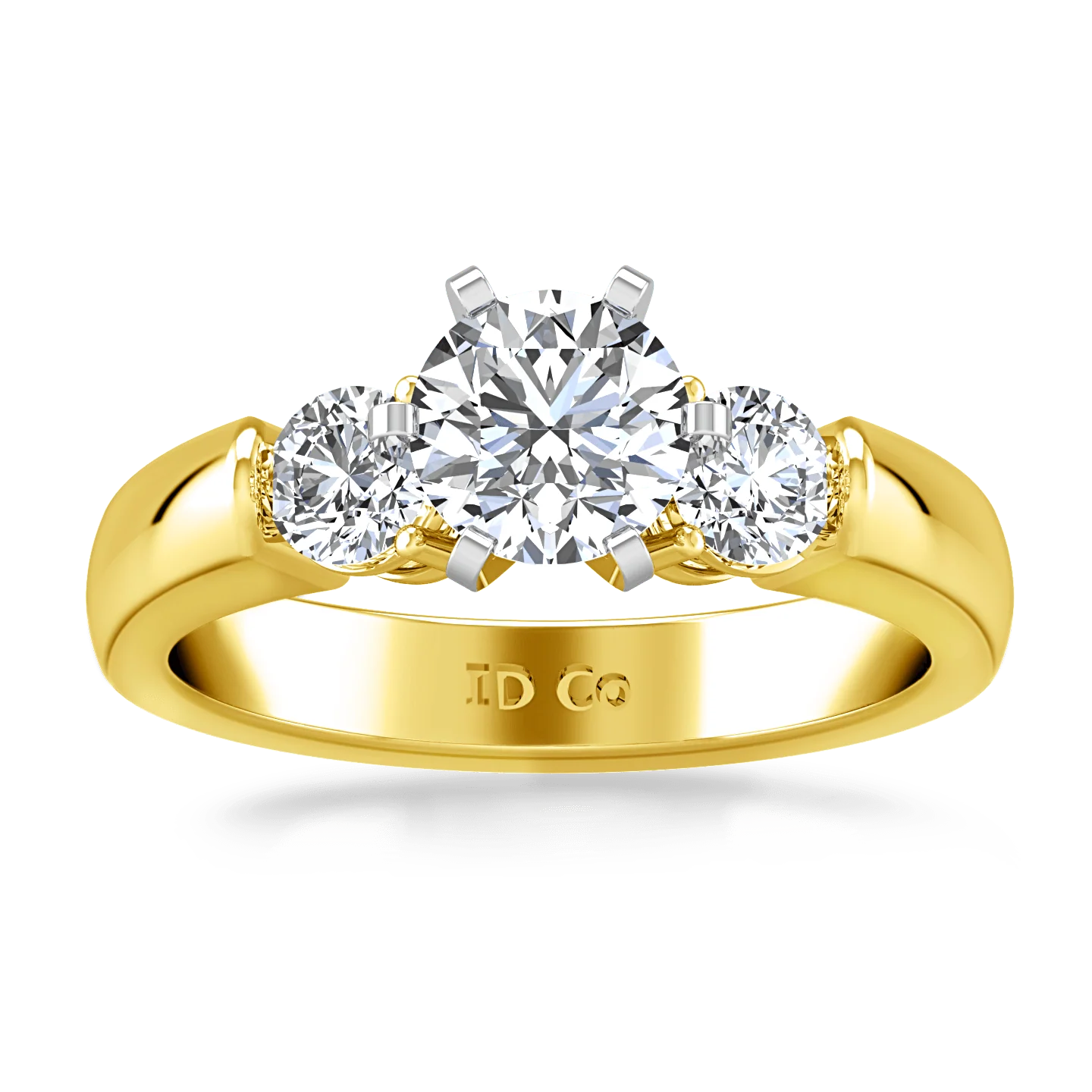 Three Stone Diamond Engagement Ring Justine 14K Yellow Gold