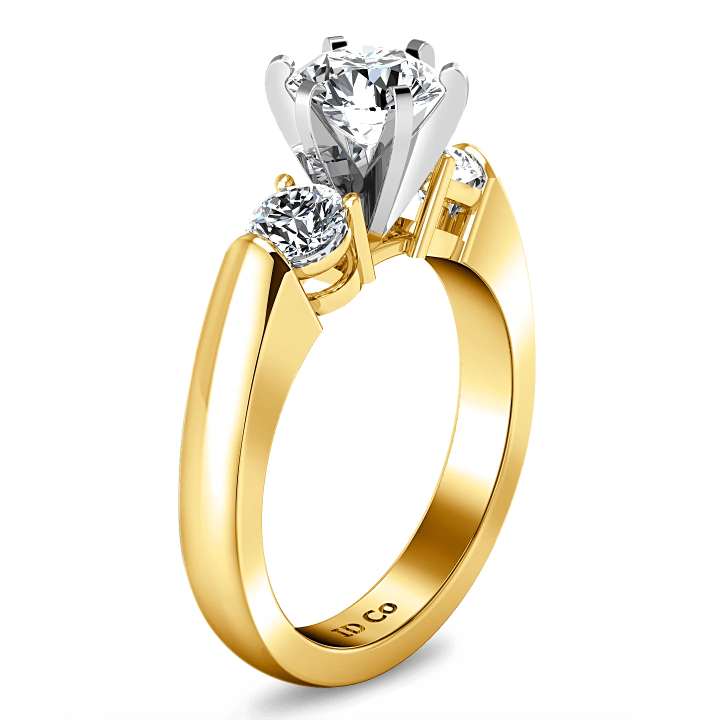 Three Stone Diamond Engagement Ring Justine 14K Yellow Gold - Image 2