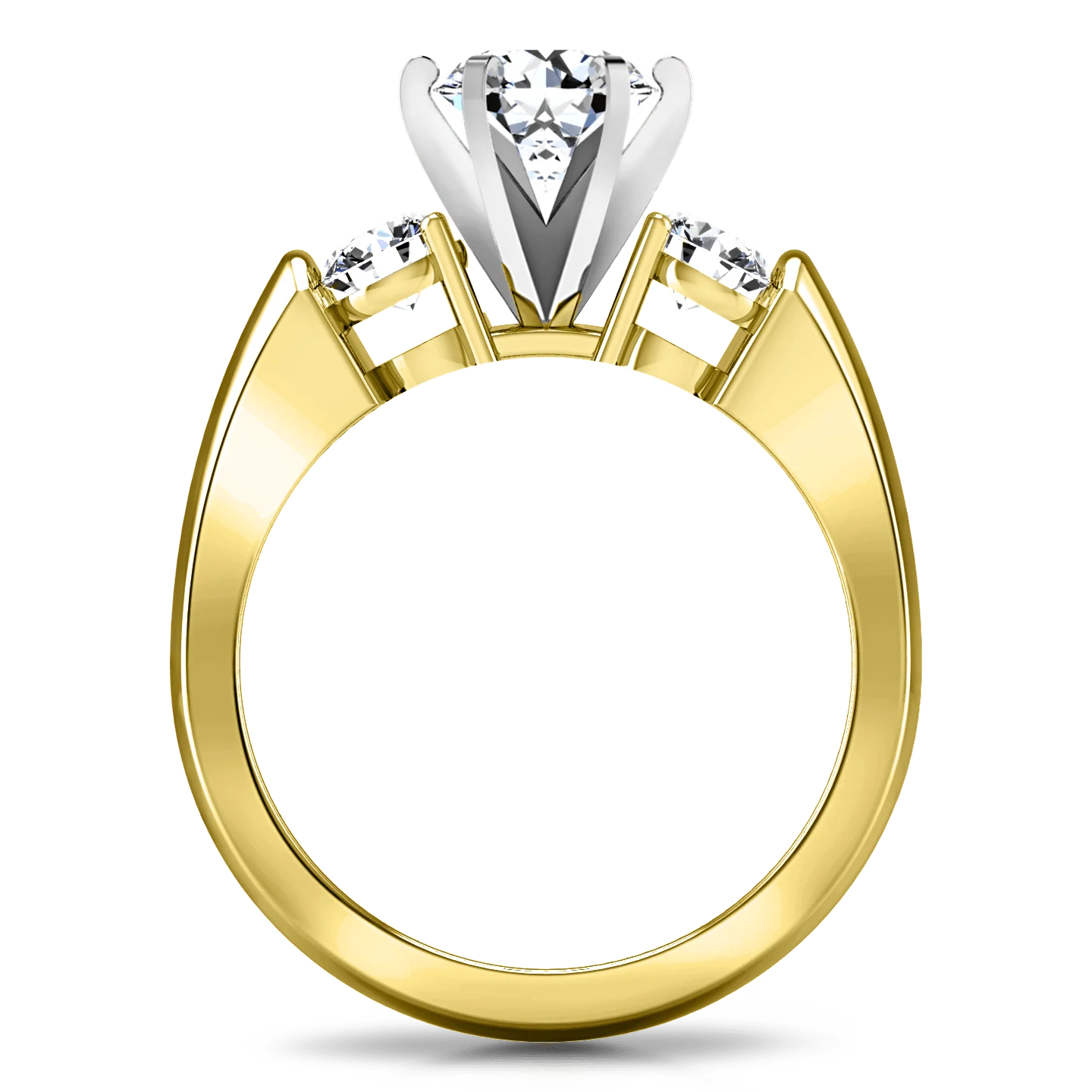 Three Stone Diamond Engagement Ring Justine 14K Yellow Gold - Image 3