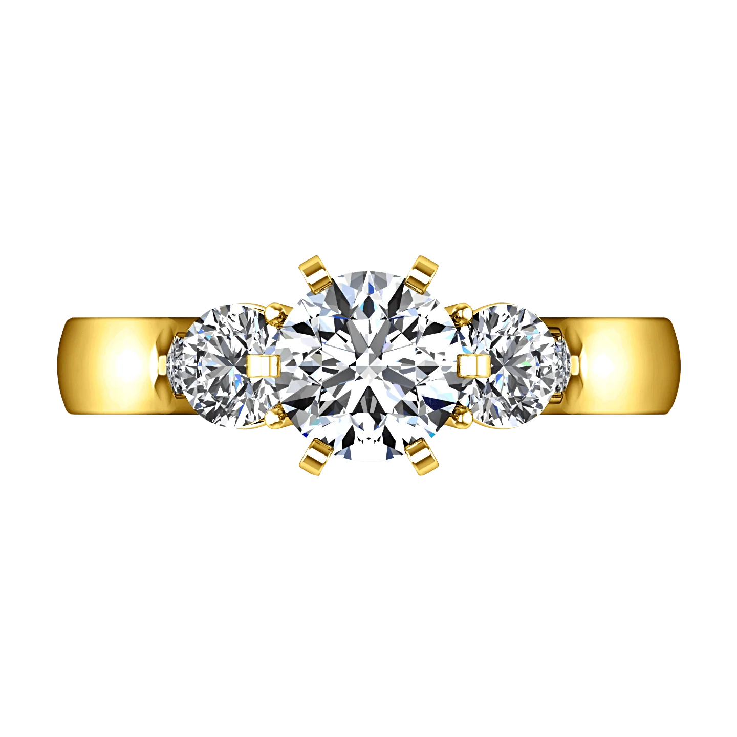 Three Stone Diamond Engagement Ring Justine 14K Yellow Gold - Image 4
