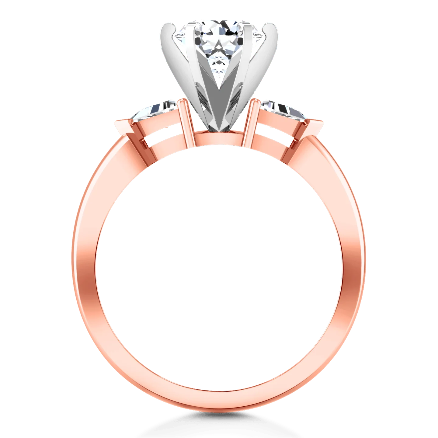Three Stone Diamond EngagementRing Miranda Trilliant 14K Rose Gold - Image 3