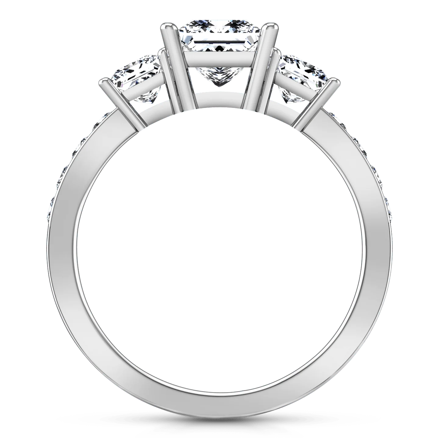 Three Stone Princess Cut Diamond Engagement Ring Rebecca 14K White Gold - Image 4