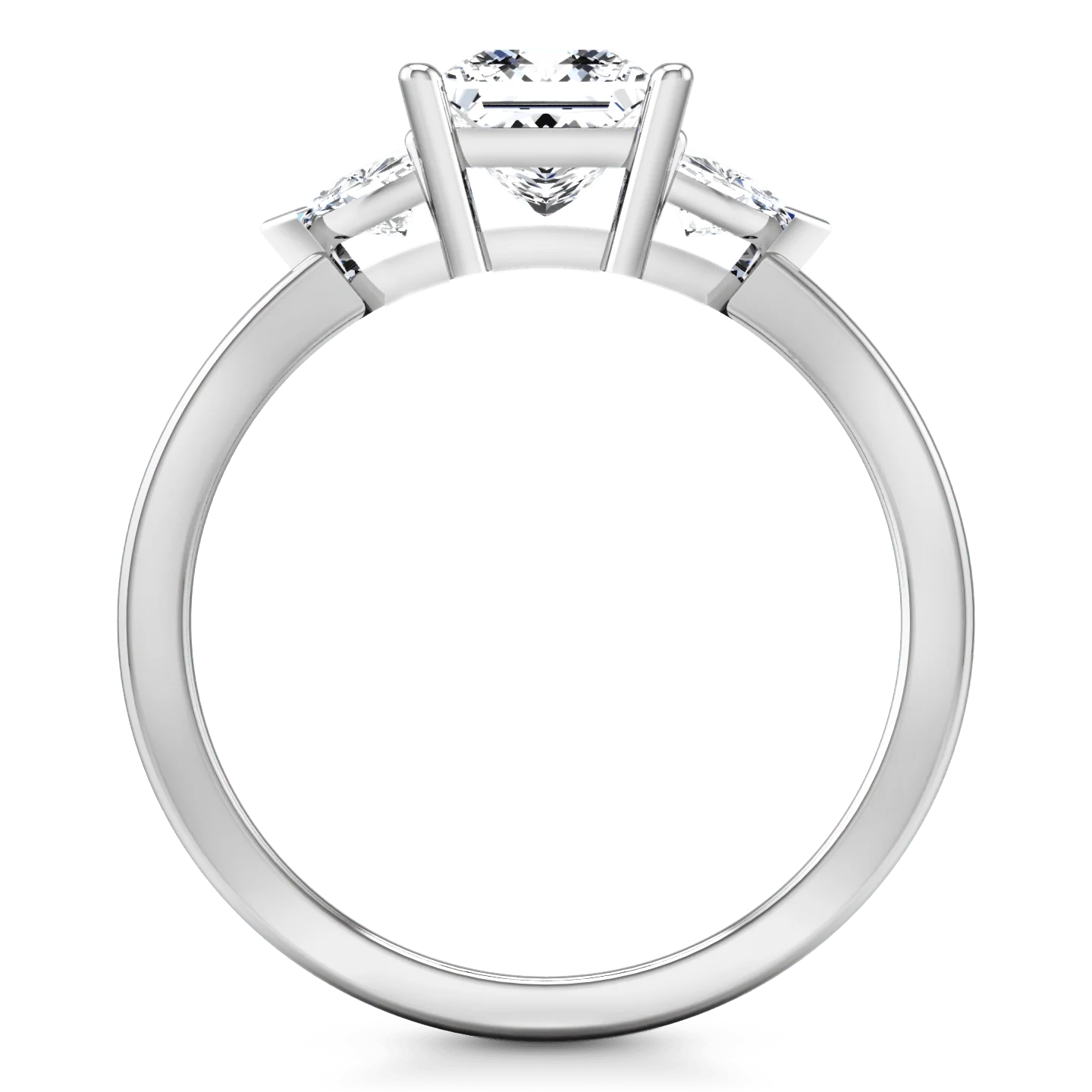 Three Stone Princess Cut Diamond Engagement Ring Simone 14K White Gold - Image 4