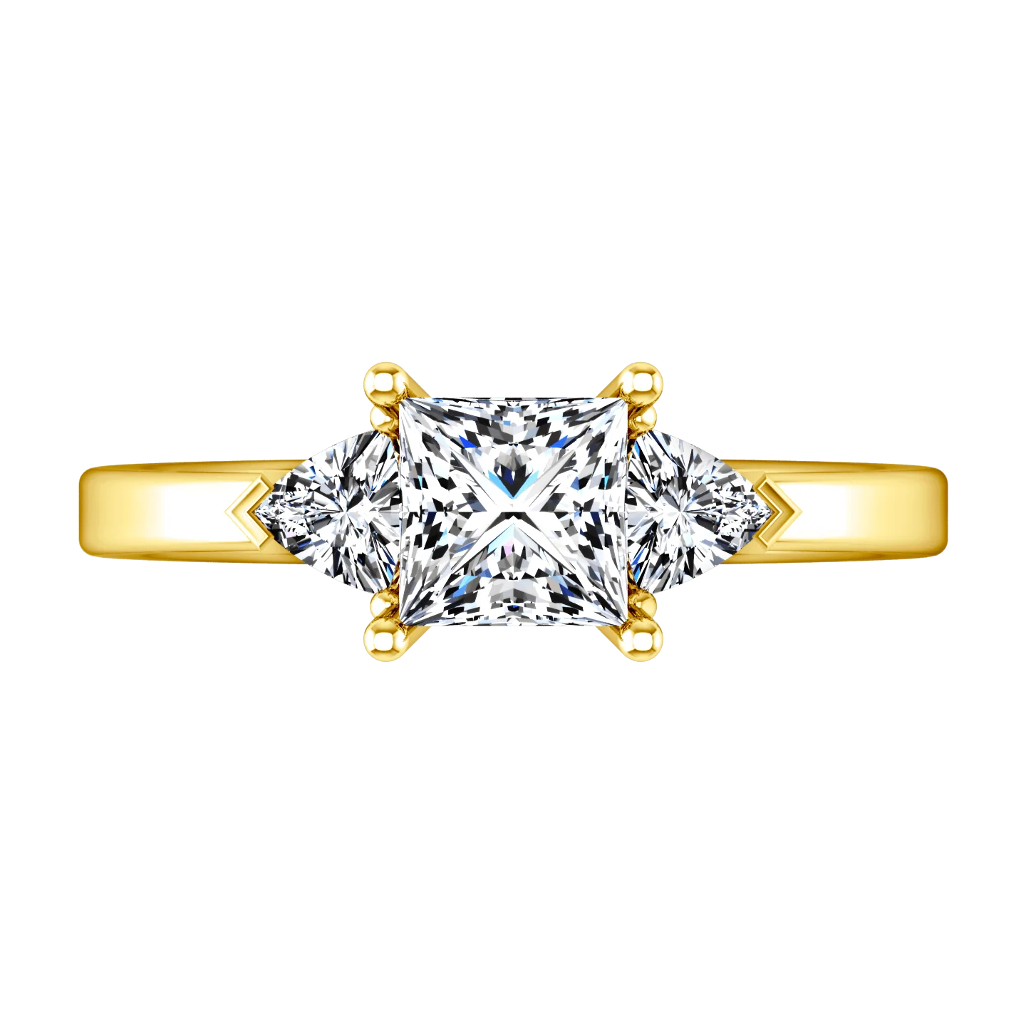 Three Stone Diamond Engagement Ring Simone 14K Yellow Gold - Image 4