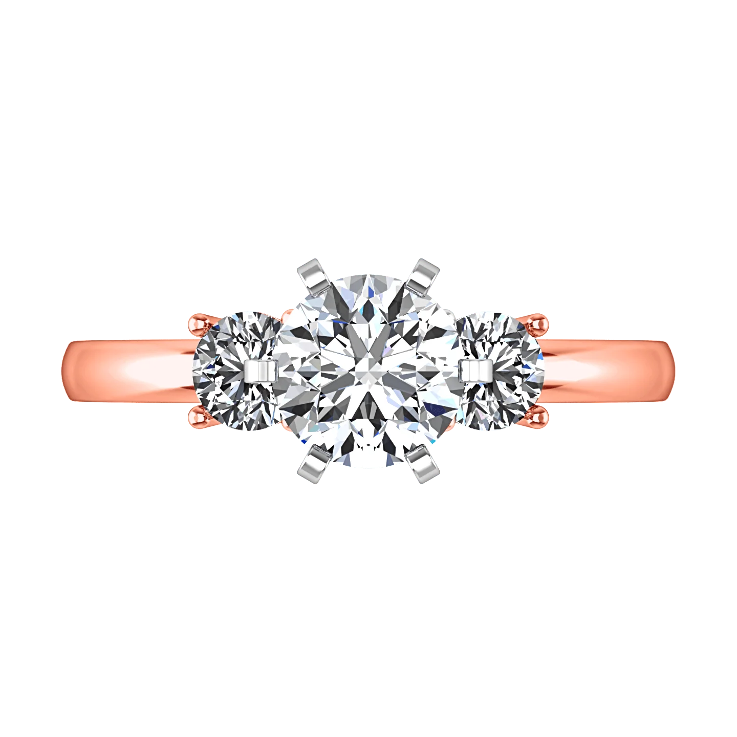 Three Stone Diamond EngagementRing Talia 14K Rose Gold - Image 4