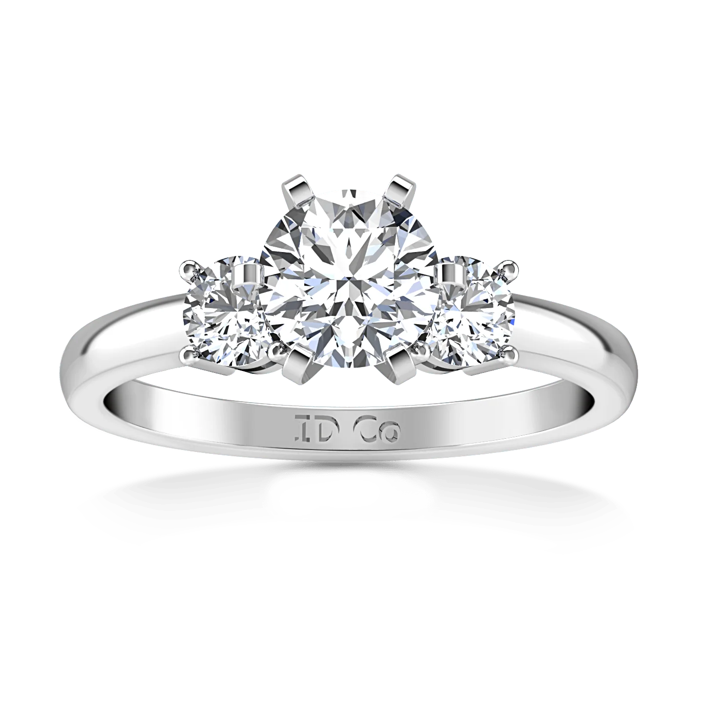 Round Diamond Three Stone Engagement Ring Talia 14K White Gold