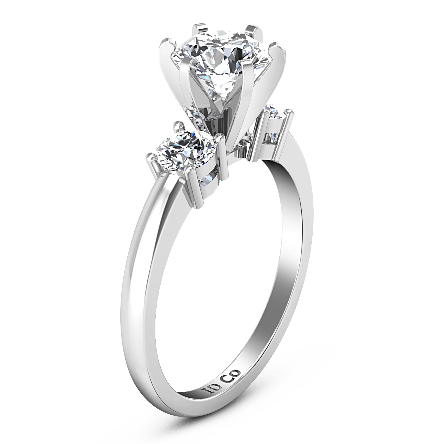 Round Diamond Three Stone Engagement Ring Talia 14K White Gold - Image 2