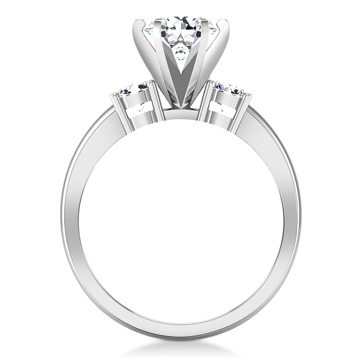 Round Diamond Three Stone Engagement Ring Talia 14K White Gold - Image 3