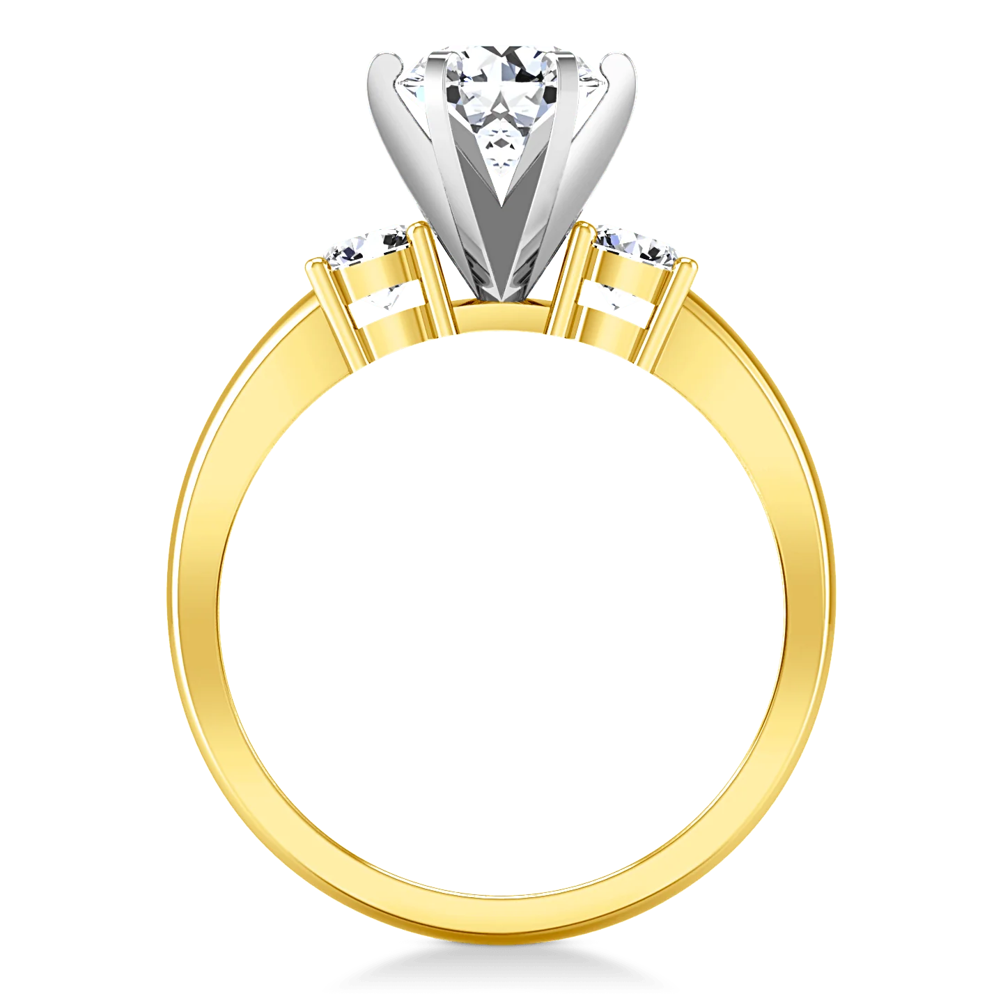 Three Stone Diamond Engagement Ring Talia 14K Yellow Gold - Image 3