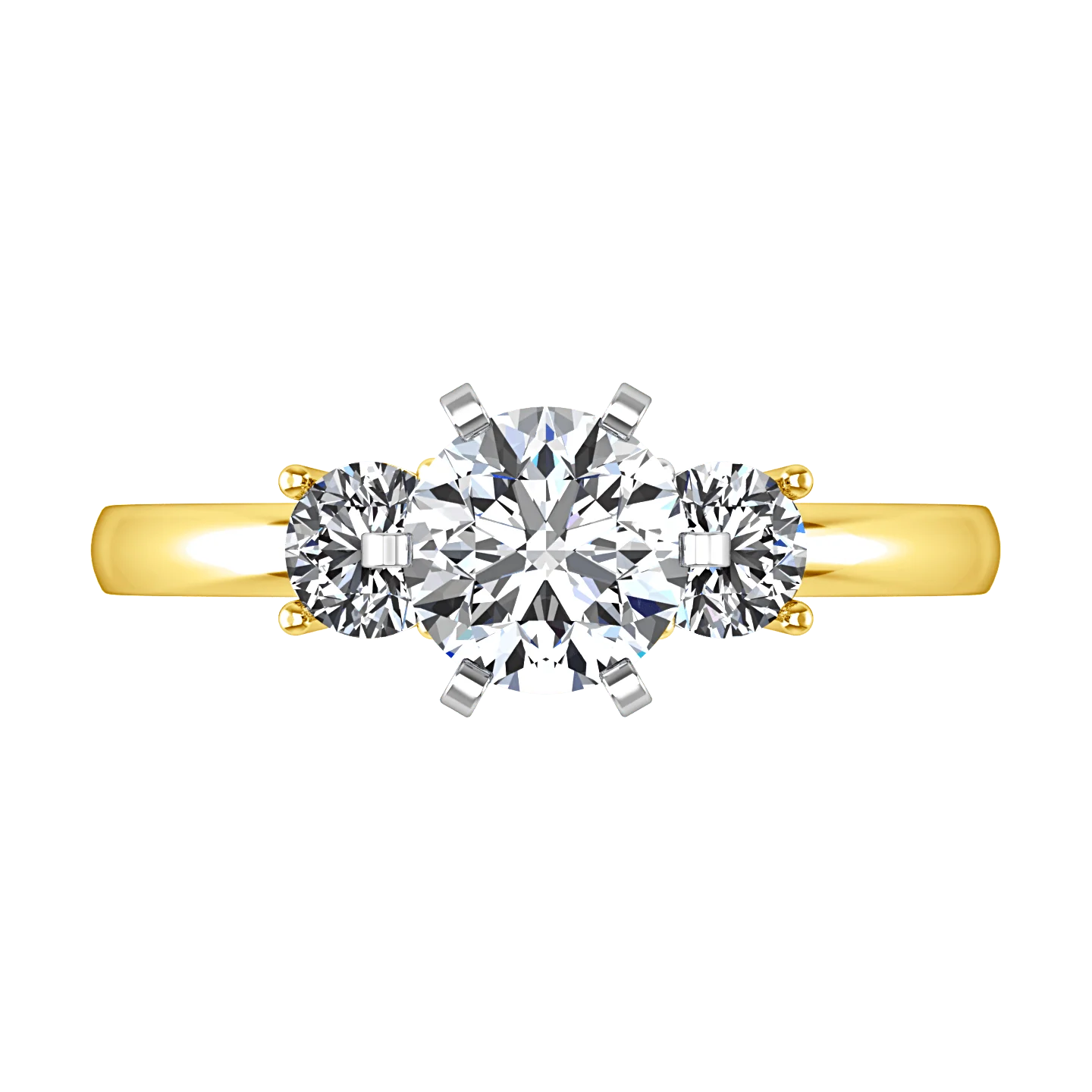 Three Stone Diamond Engagement Ring Talia 14K Yellow Gold - Image 4