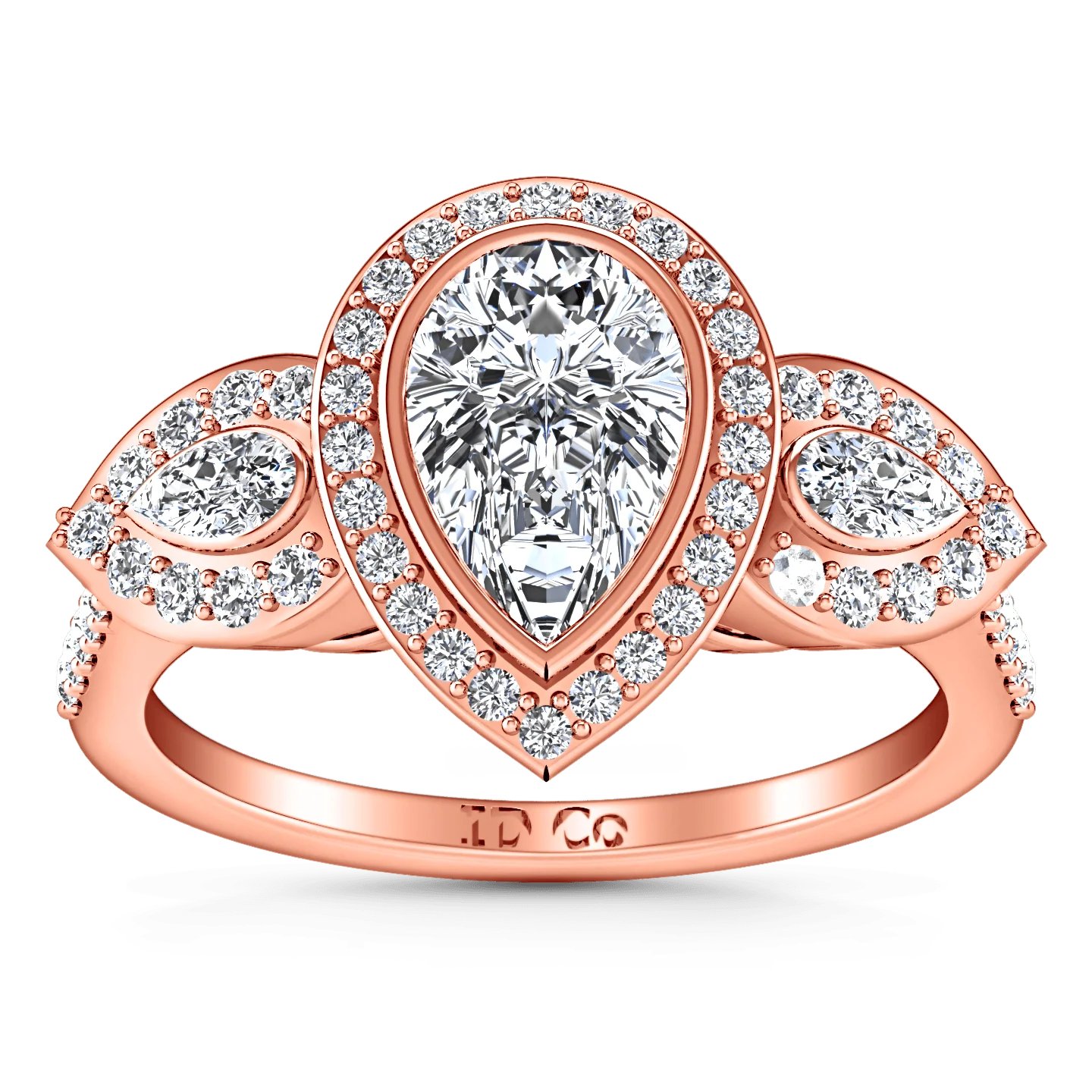 Three Stone Diamond EngagementRing Vanessa 14K Rose Gold