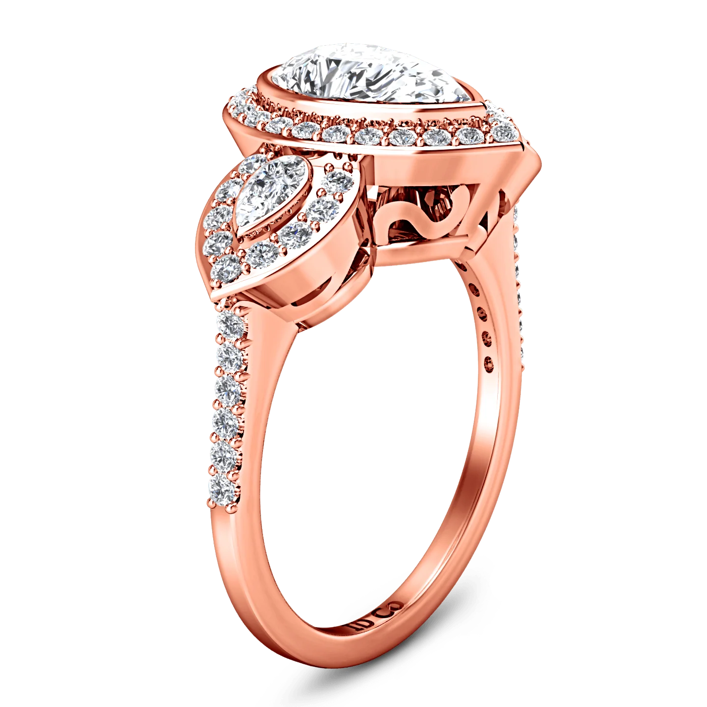 Three Stone Diamond EngagementRing Vanessa 14K Rose Gold - Image 2