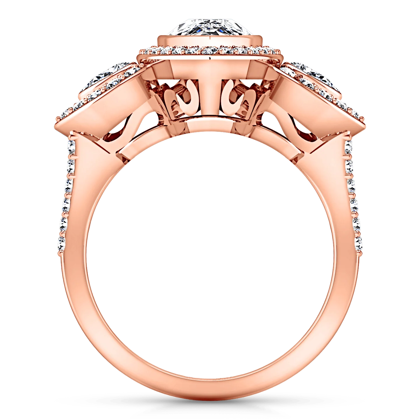 Three Stone Diamond EngagementRing Vanessa 14K Rose Gold - Image 3