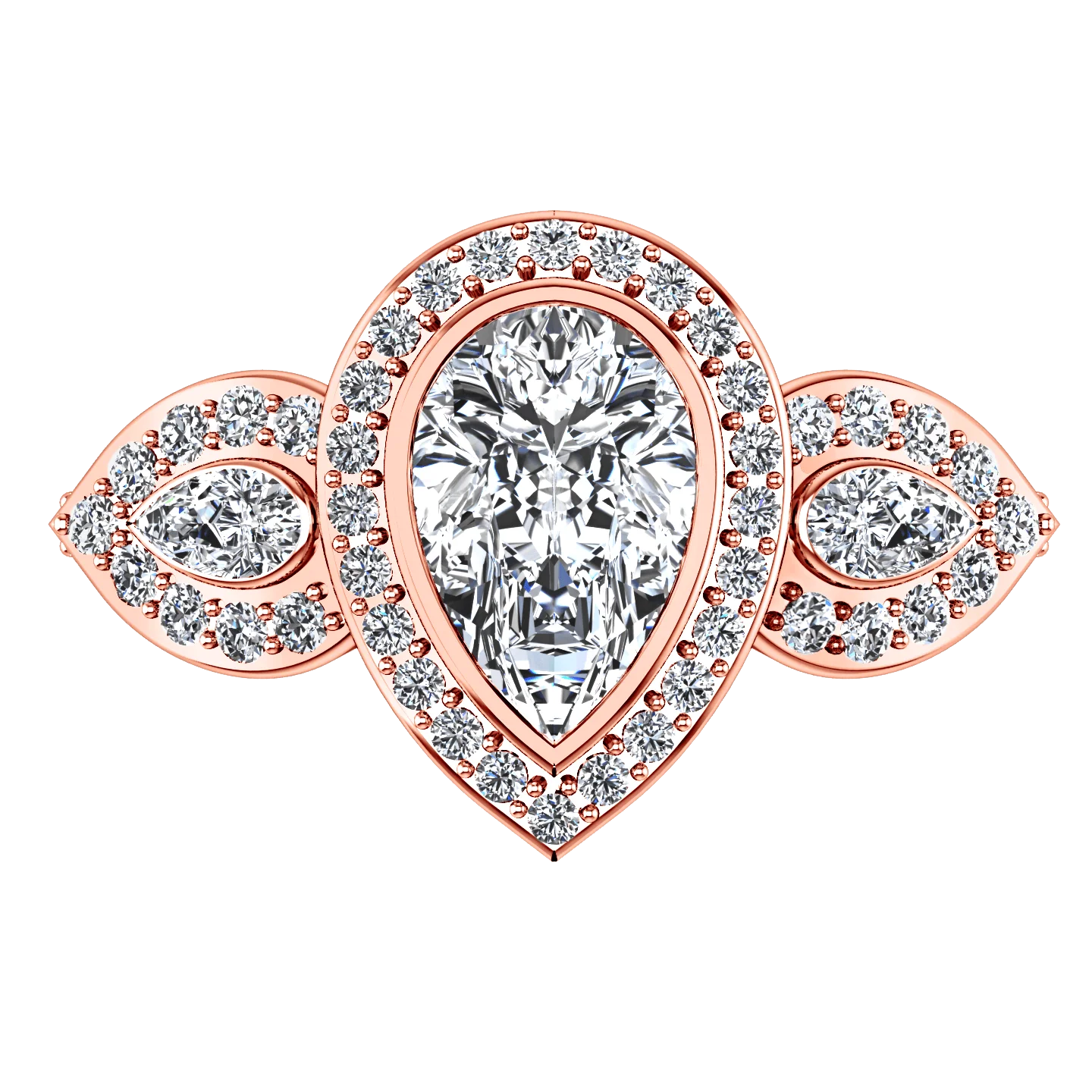 Three Stone Diamond EngagementRing Vanessa 14K Rose Gold - Image 4