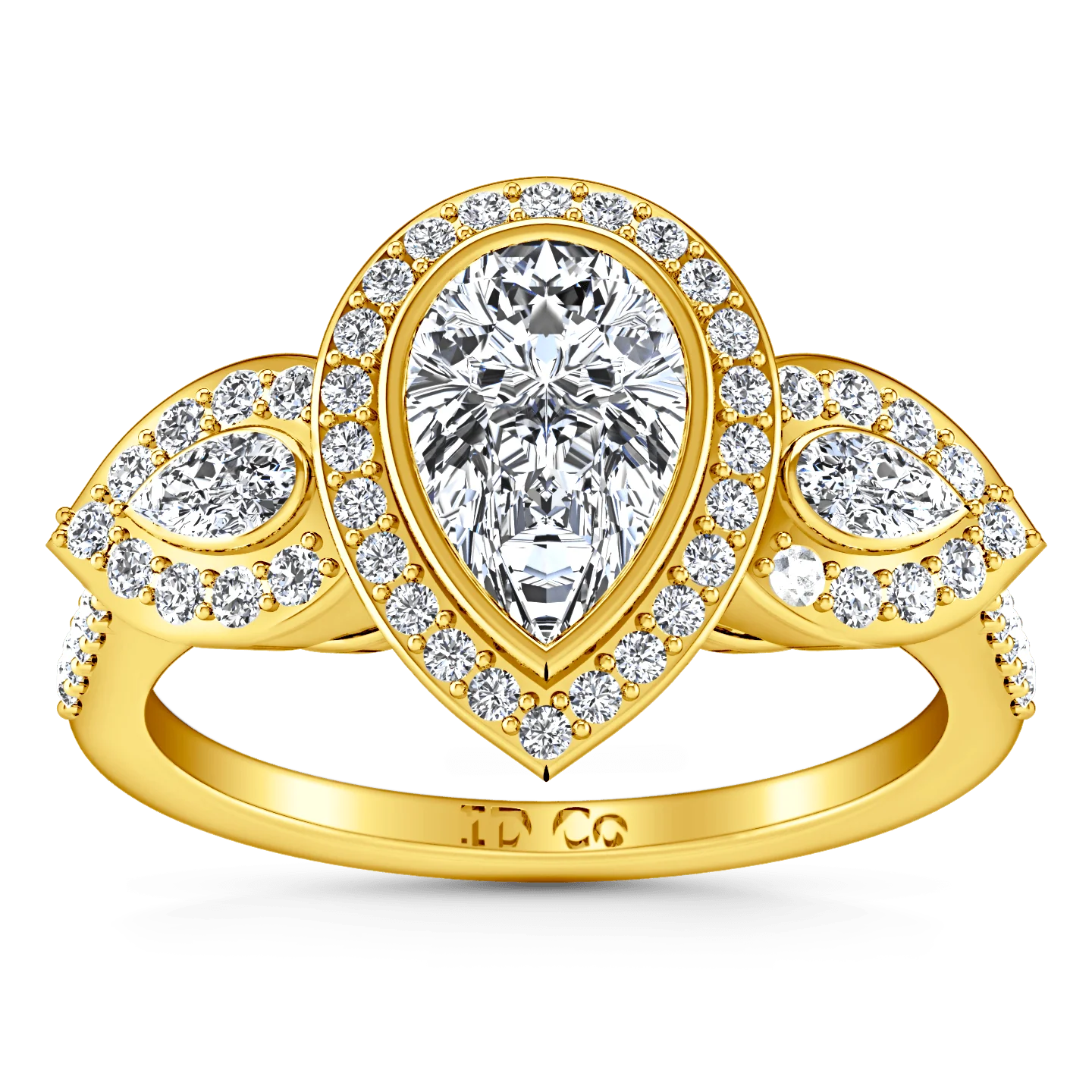 Three Stone Diamond Engagement Ring Vanessa 14K Yellow Gold