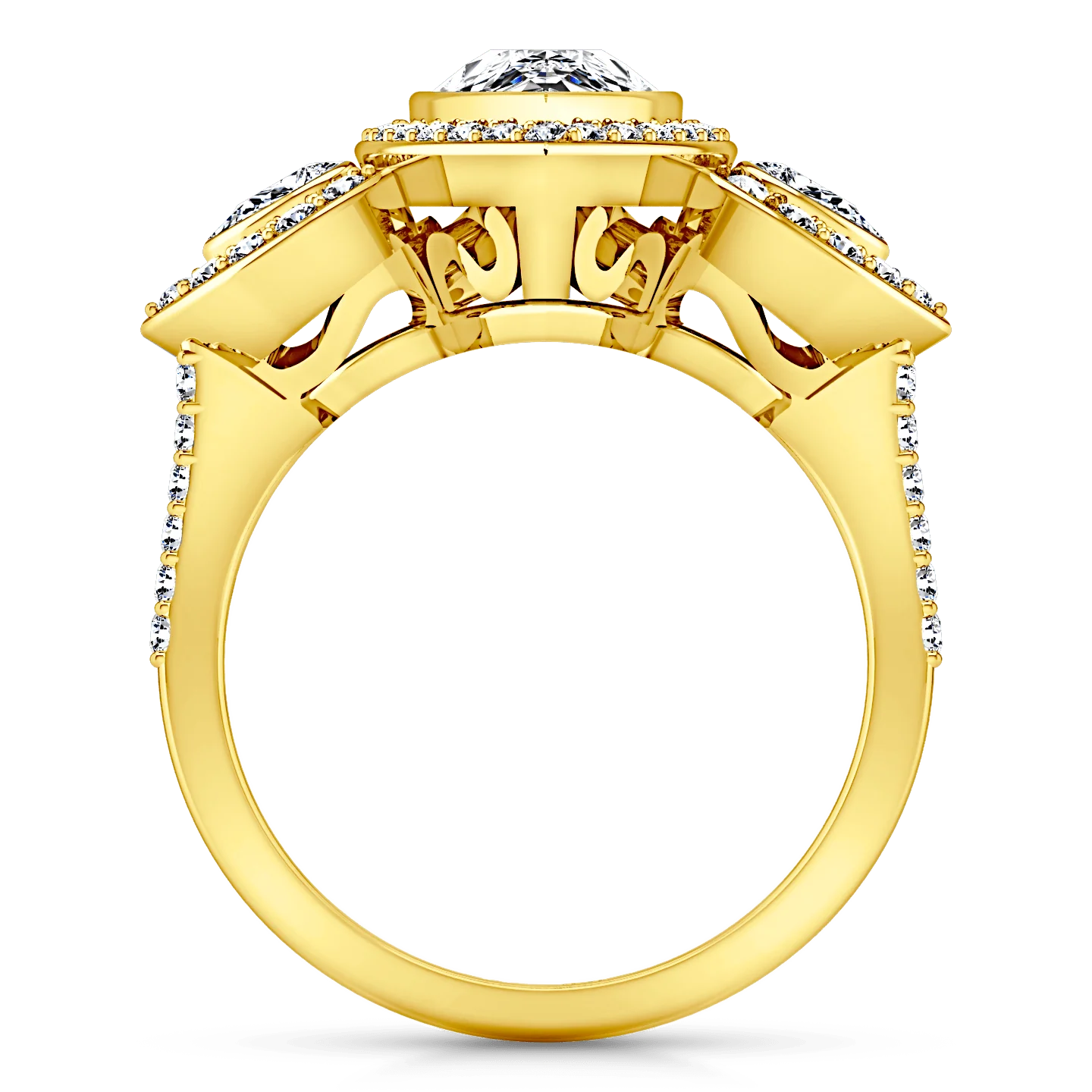 Three Stone Diamond Engagement Ring Vanessa 14K Yellow Gold - Image 2