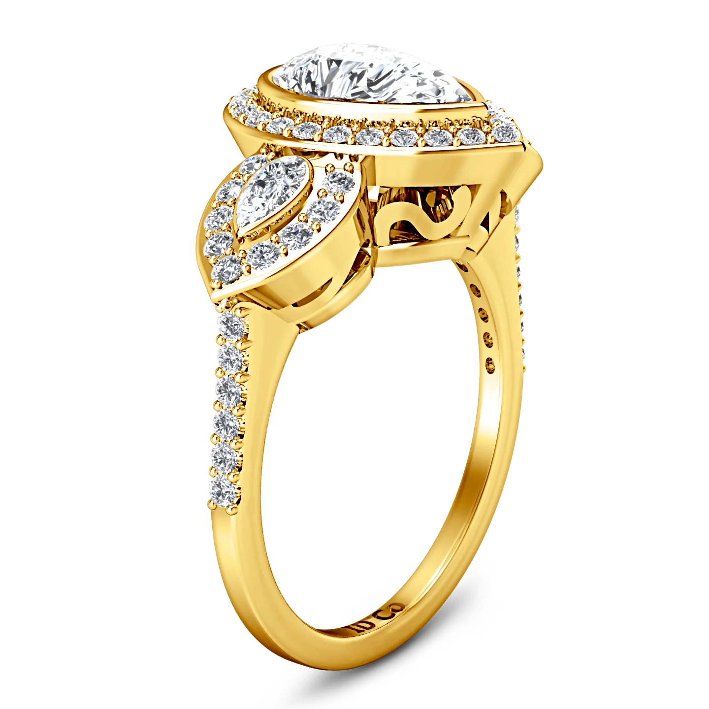 Three Stone Diamond Engagement Ring Vanessa 14K Yellow Gold - Image 3